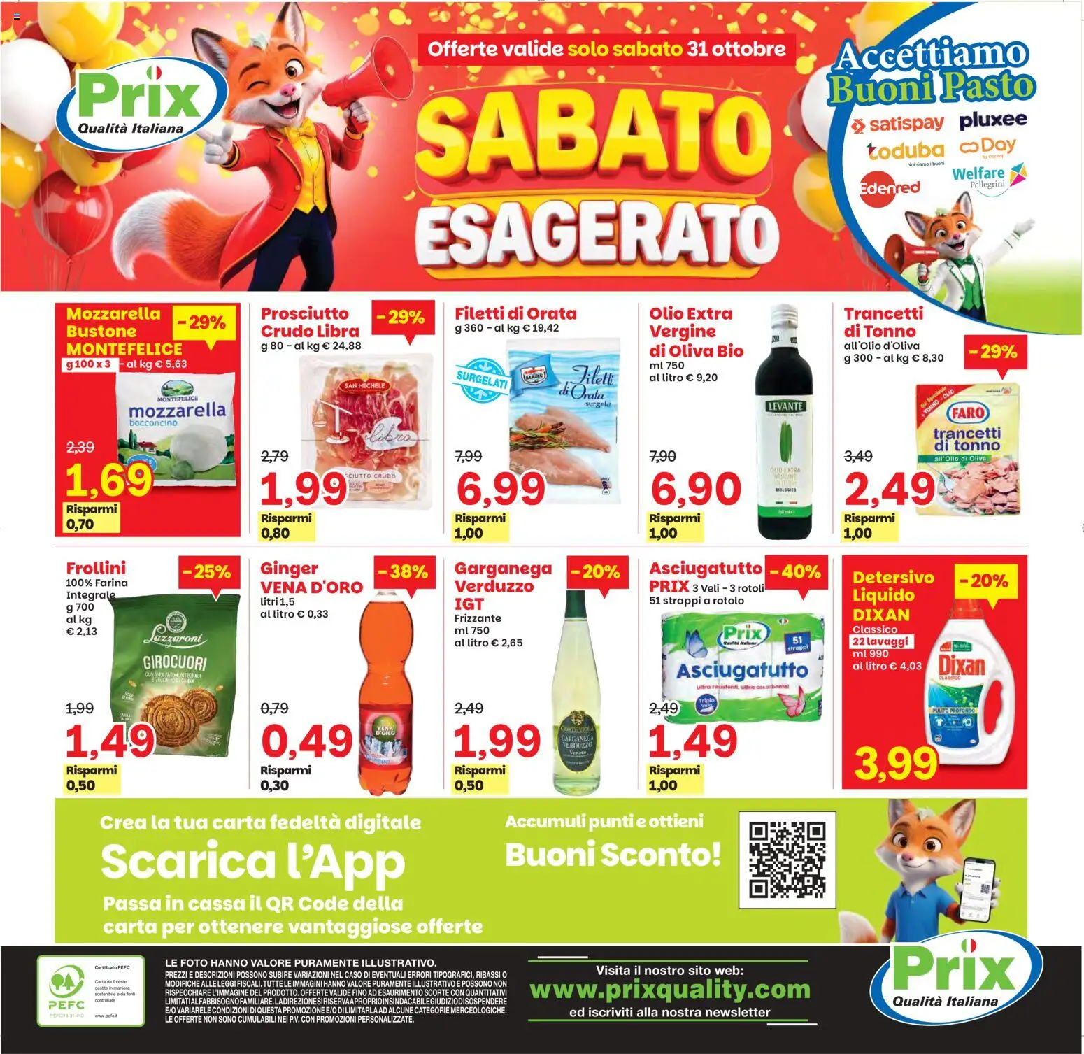 Volantino Prix del 20/10/2026 | Pagina: 25 | Prodotti: Mozzarella, Olio, Prosciutto, Farina integrale
