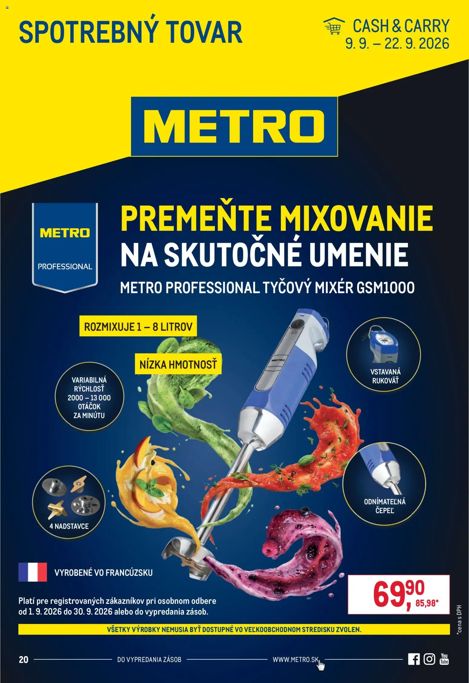 Nové Metro akcie – leták je platný od 09.09.2026 | Strana: 1 | Produkty: Mixér, Tyčový mixér