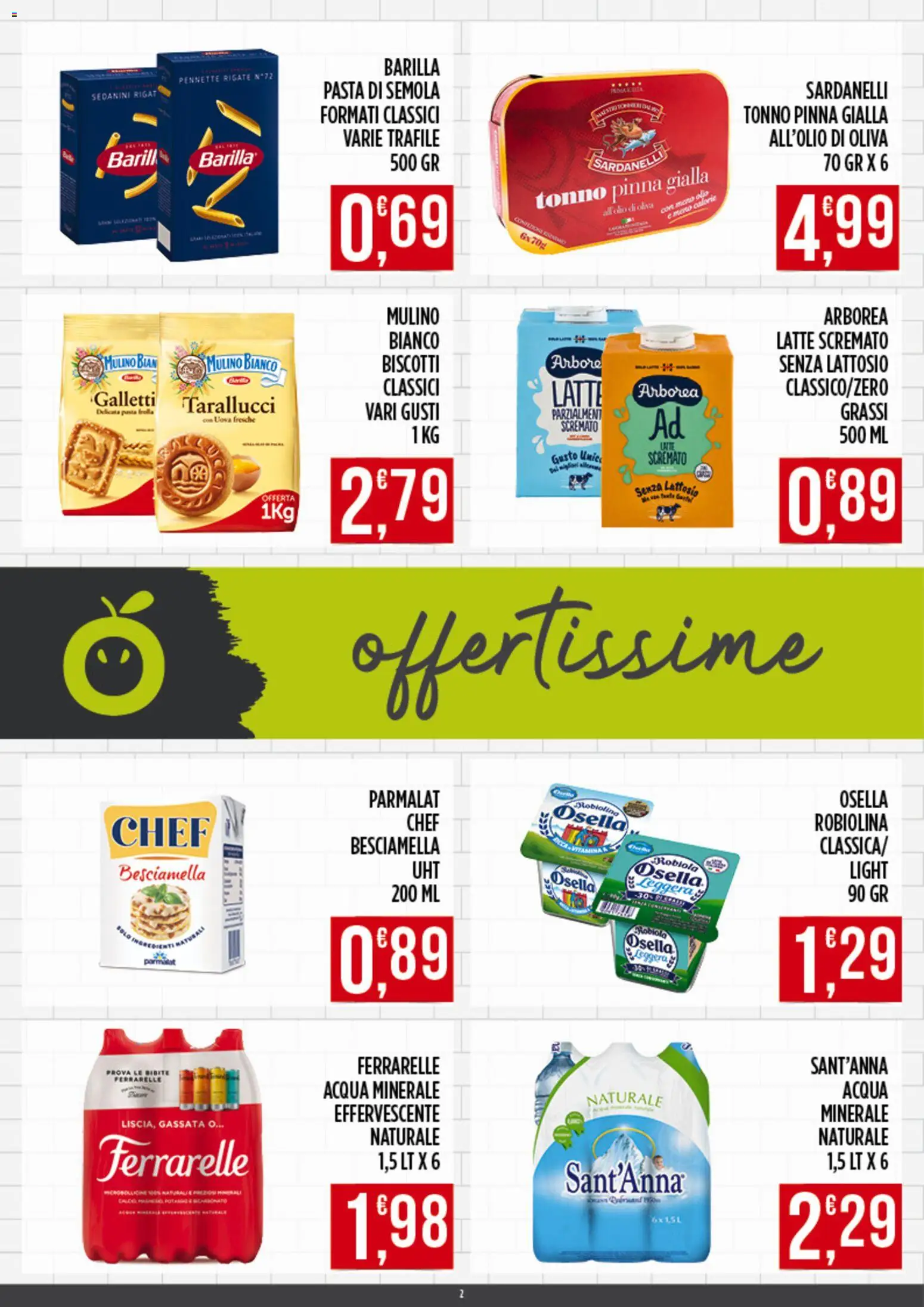 Volantino Euroesse del 01.06.2026 | Pagina: 2 | Prodotti: Bicarbonato, Acqua, Pasta, Ferrarelle