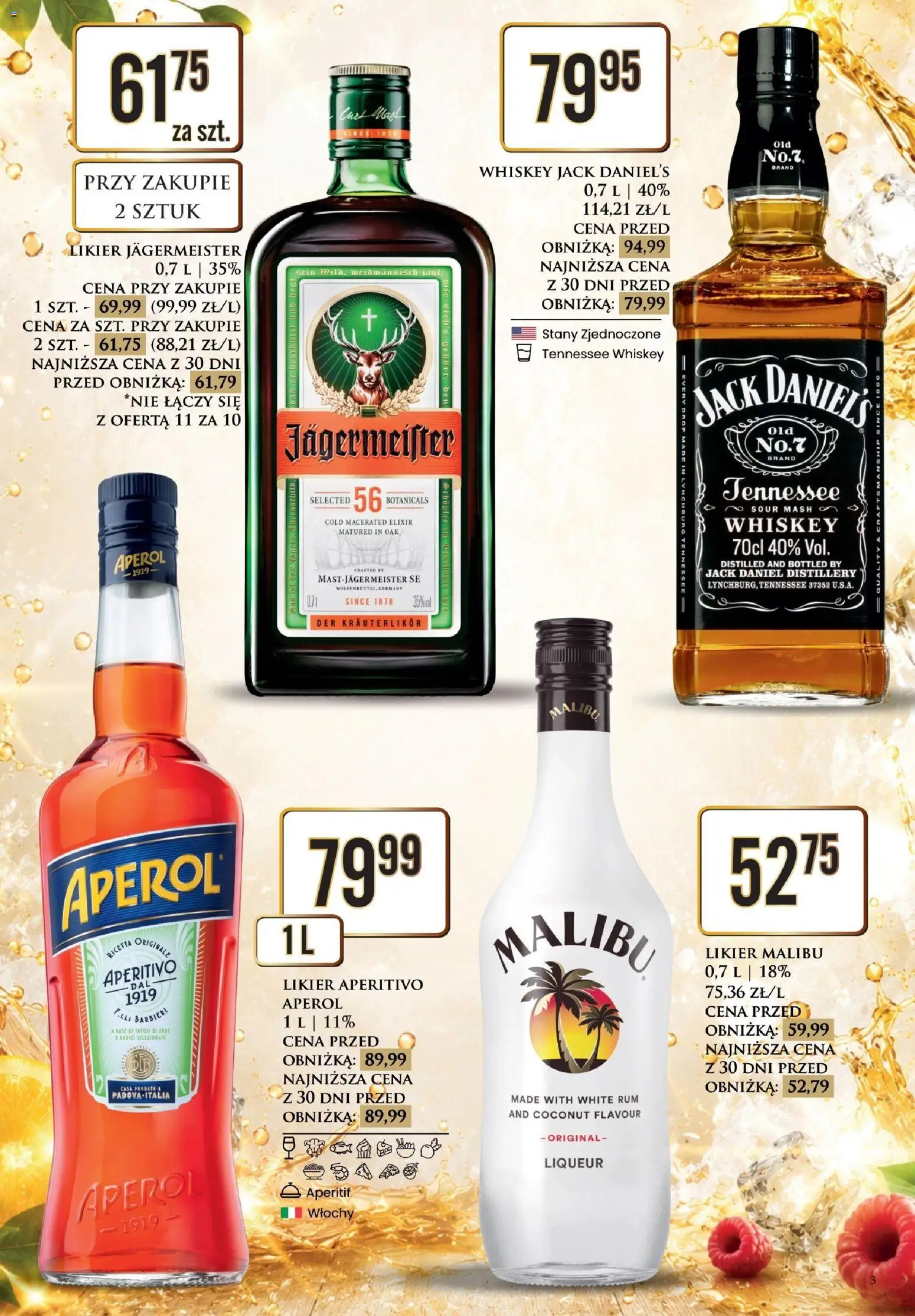 Dino gazetka alkoholowa od 03.07.2026 | Strona: 3 | Produkty: Jack Daniel's, Jagermeister, Rum, Aperol