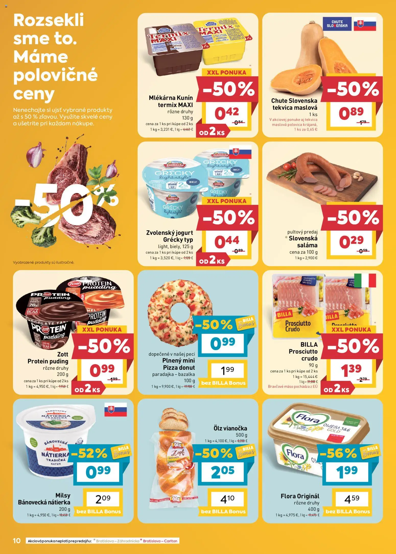 Nové Billa akcie – leták je platný od 23.09.2026 | Strana: 10 | Produkty: Protein, Puding, Mäso, Paradajka