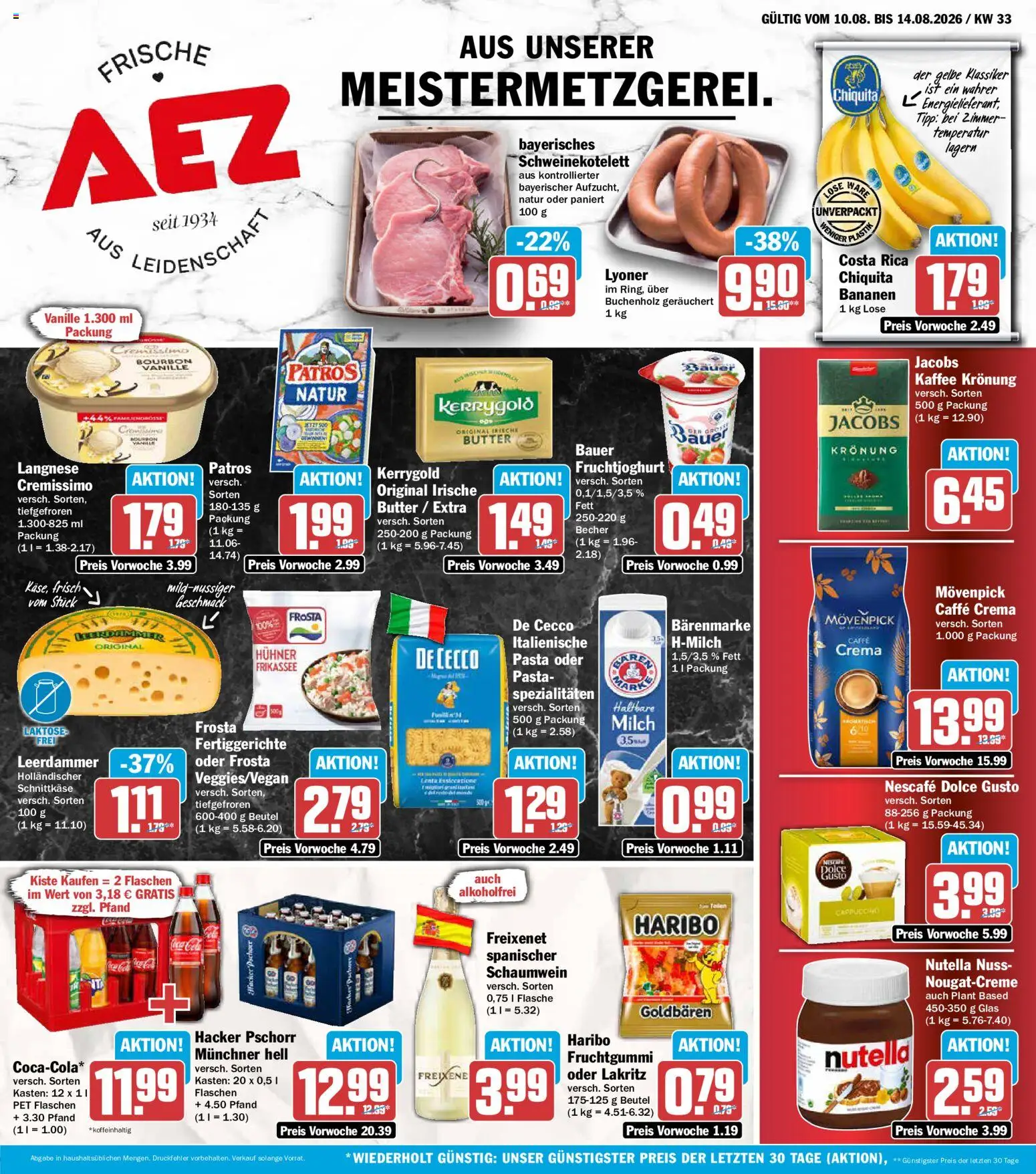 AEZ Prospekt – gültig ab 10.08.2026 | Seite: 1 | Produkte: Langnese, Nescafe, Patros, Pasta