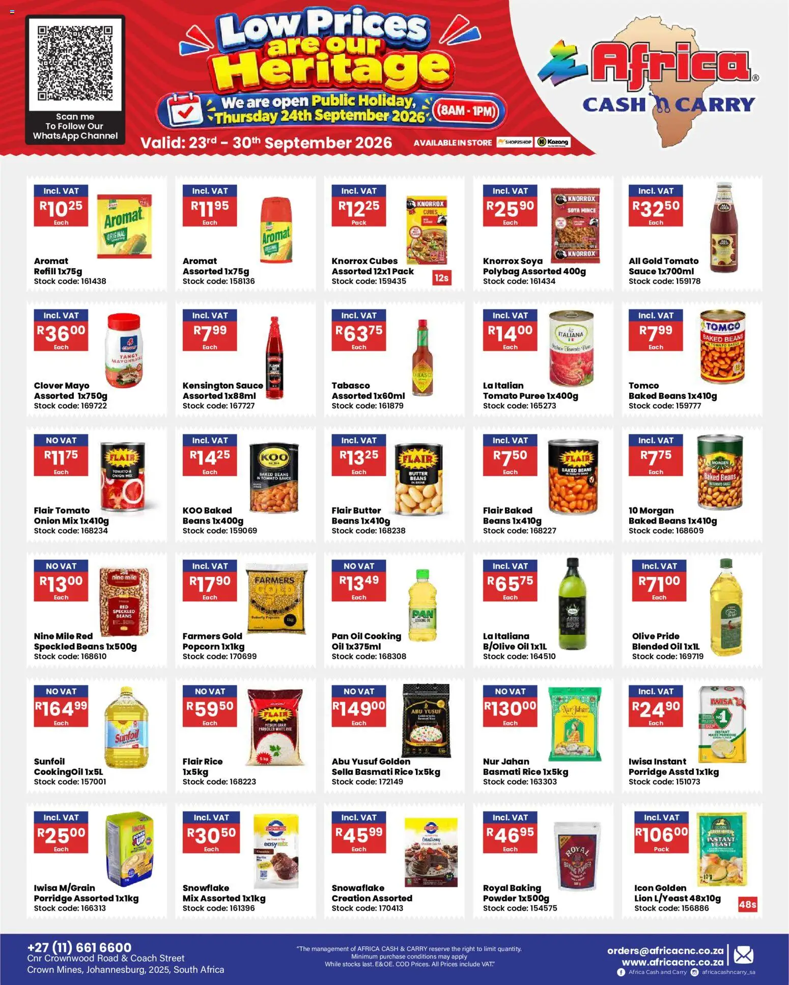 New Africa Cash & Carry catalogue – valid from 23/09/2026 | Page: 27 | Products: Beans, Baked beans, Powder, Mayonnaise