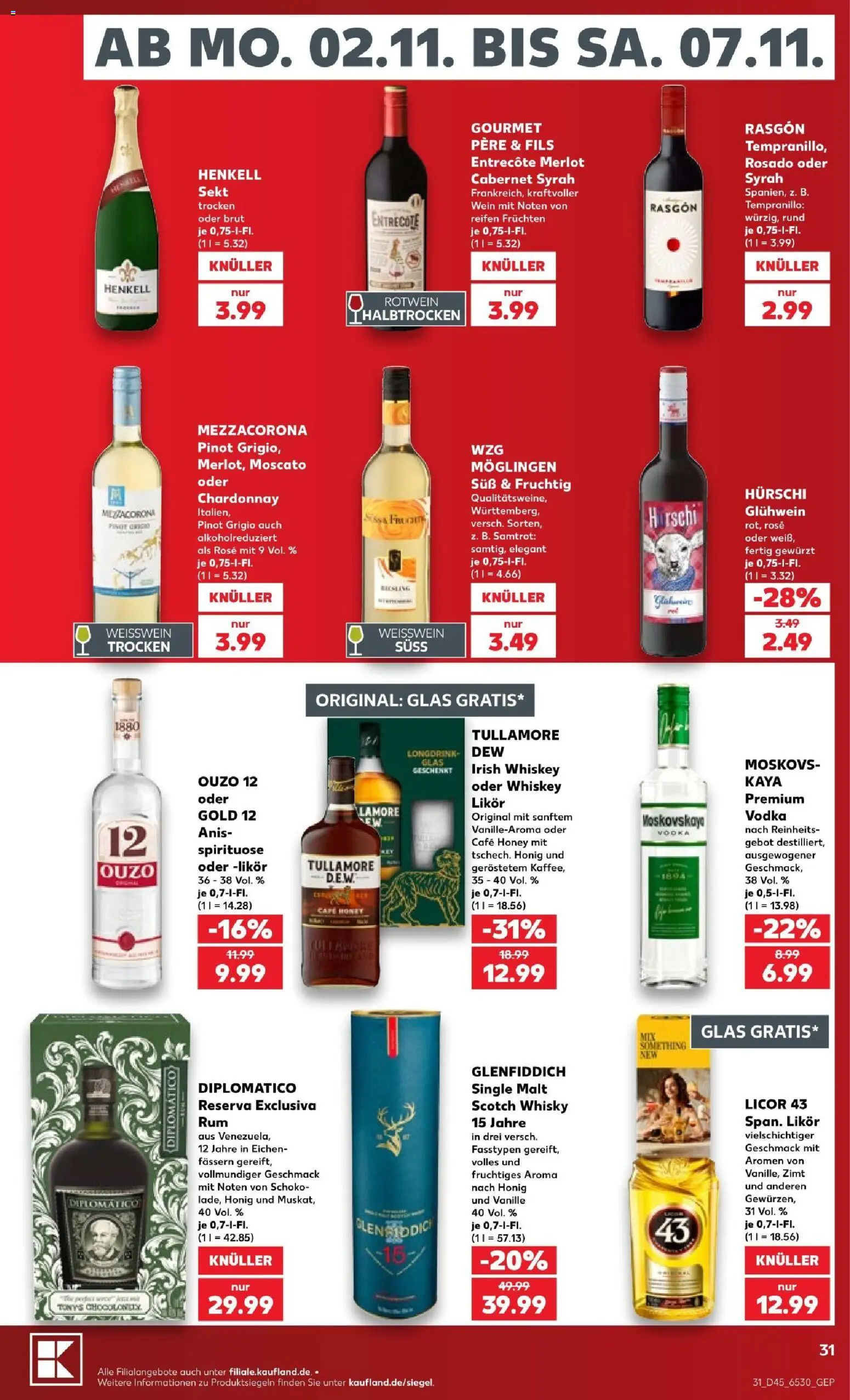 Kaufland Prospekt – gültig ab 02.11.2026 | Seite: 31 | Produkte: Ouzo 12, Weißwein, Sekt, Vanille