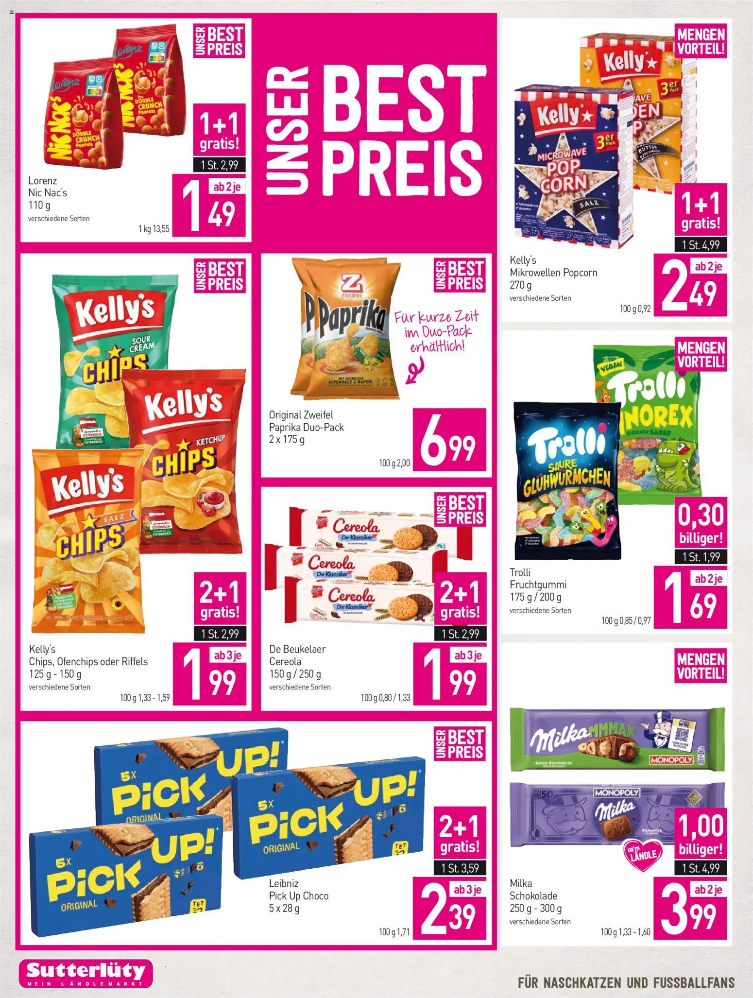 Sutterlüty Flugblatt gültig ab 09.07.2026 | Seite: 12 | Produkte: Chips, Ketchup, Butter, Schokolade