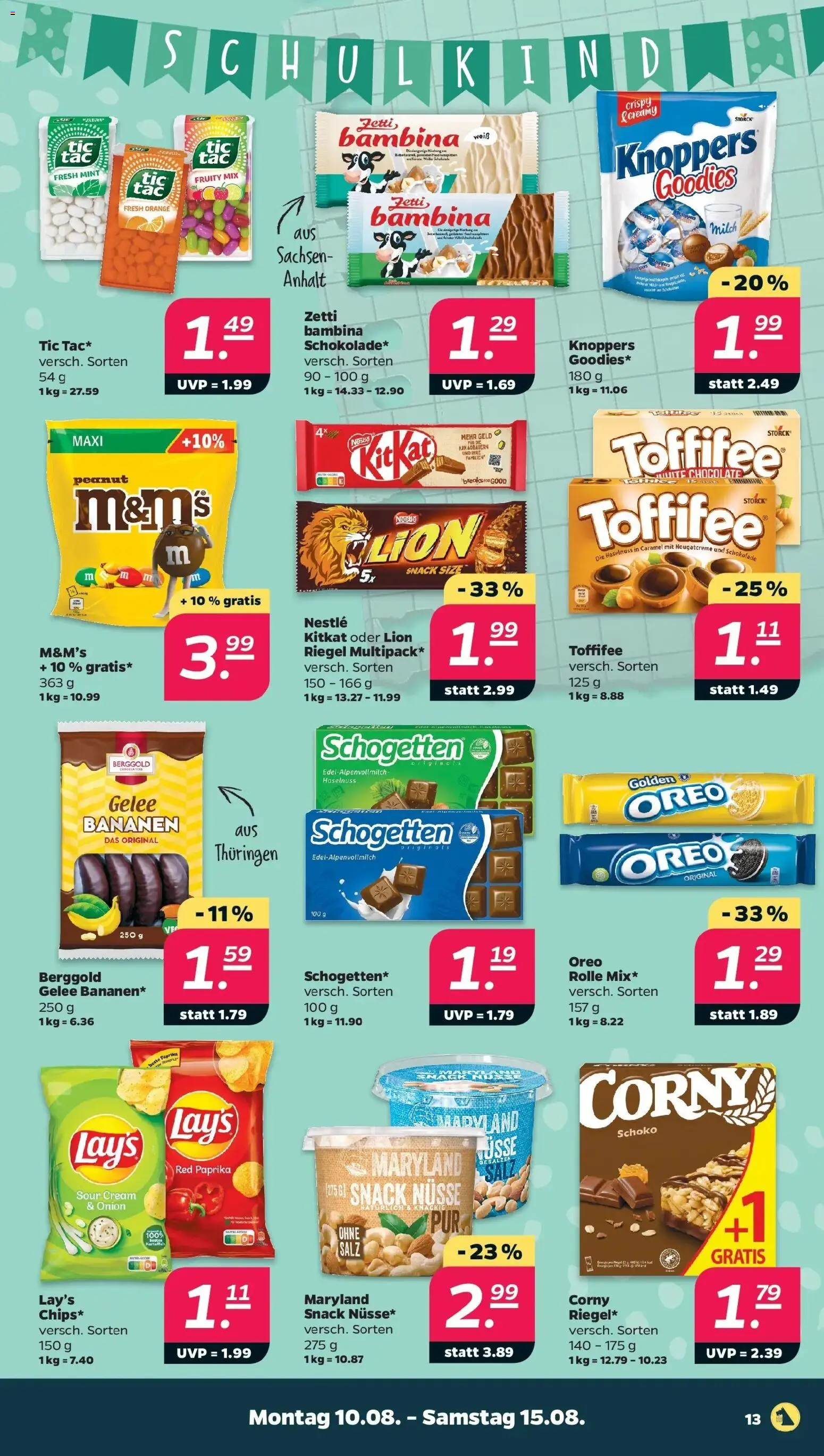 Netto - Netto APS : Wochenangebote ab 10.08.2026 → Angebote nächste Woche | Seite: 15 | Produkte: Bananen, M&M's, Toffifee, Knoppers