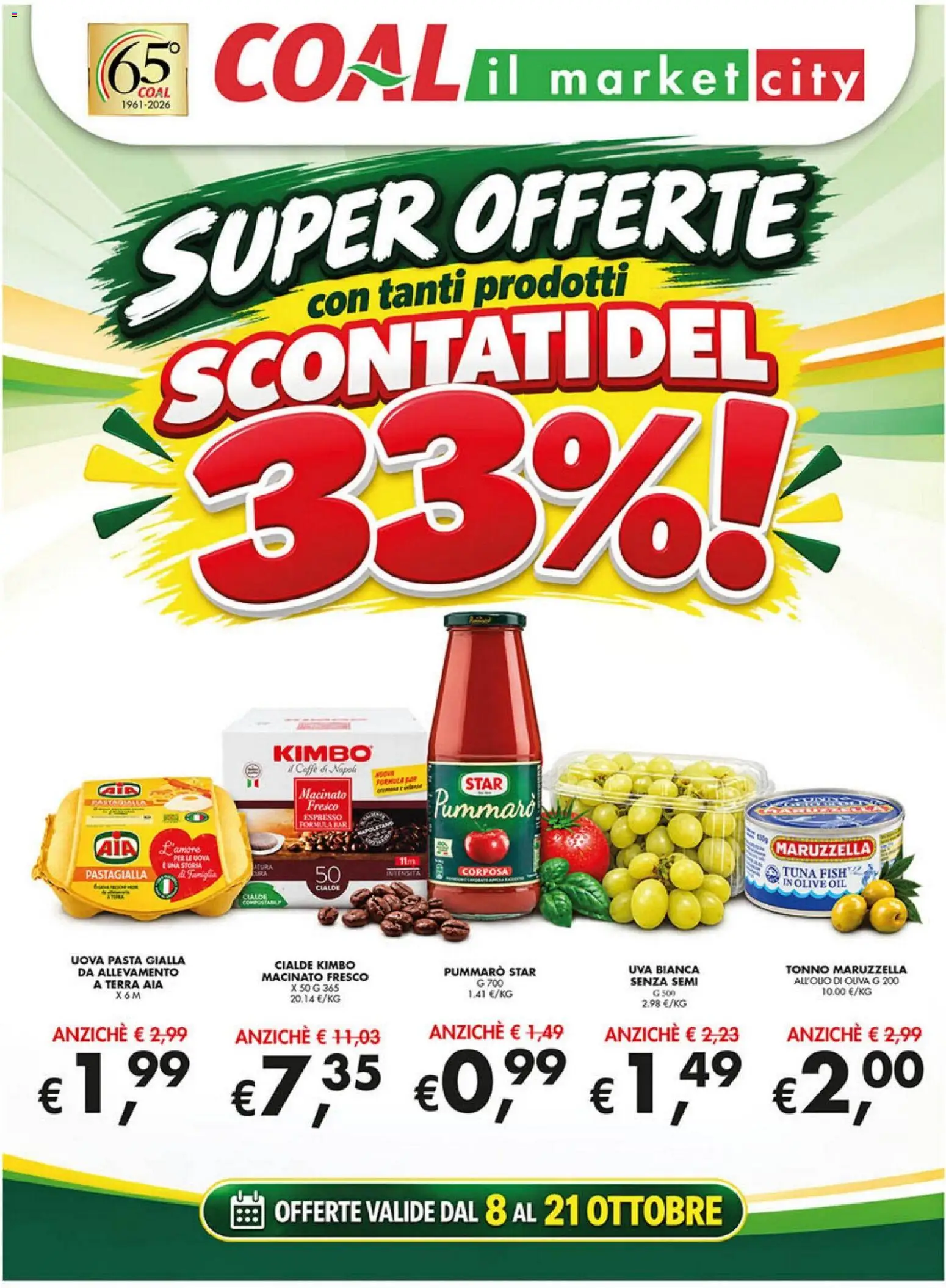 Volantino Coal del 08/10/2026 | Pagina: 1 | Prodotti: Pasta, Tonno, Kimbo, Terra
