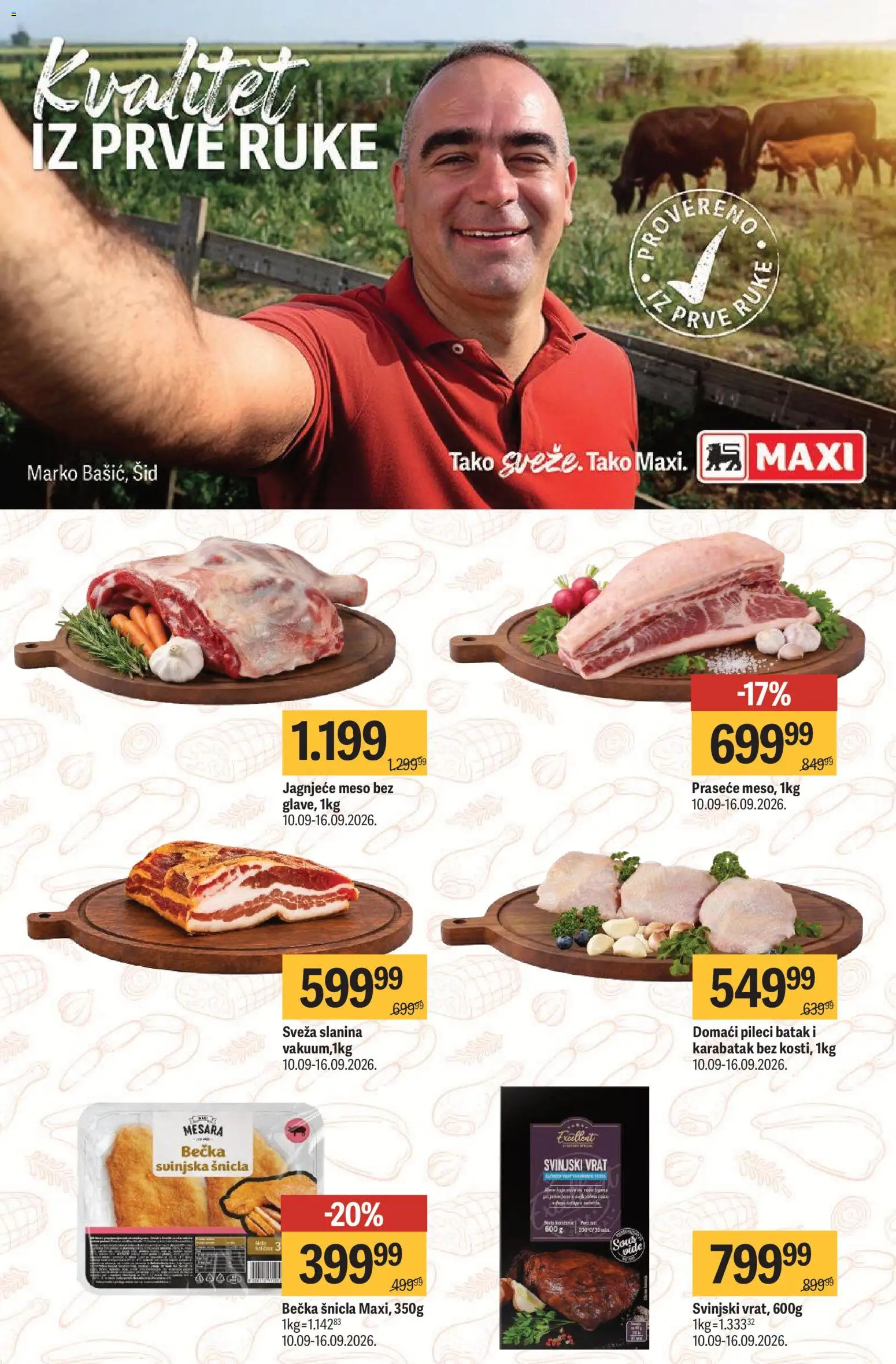 Maxi katalog - važi od 10.09.2026 | Strana: 9 | Proizvode: Svinjski vrat, Pileći batak, Vrat, Slanina