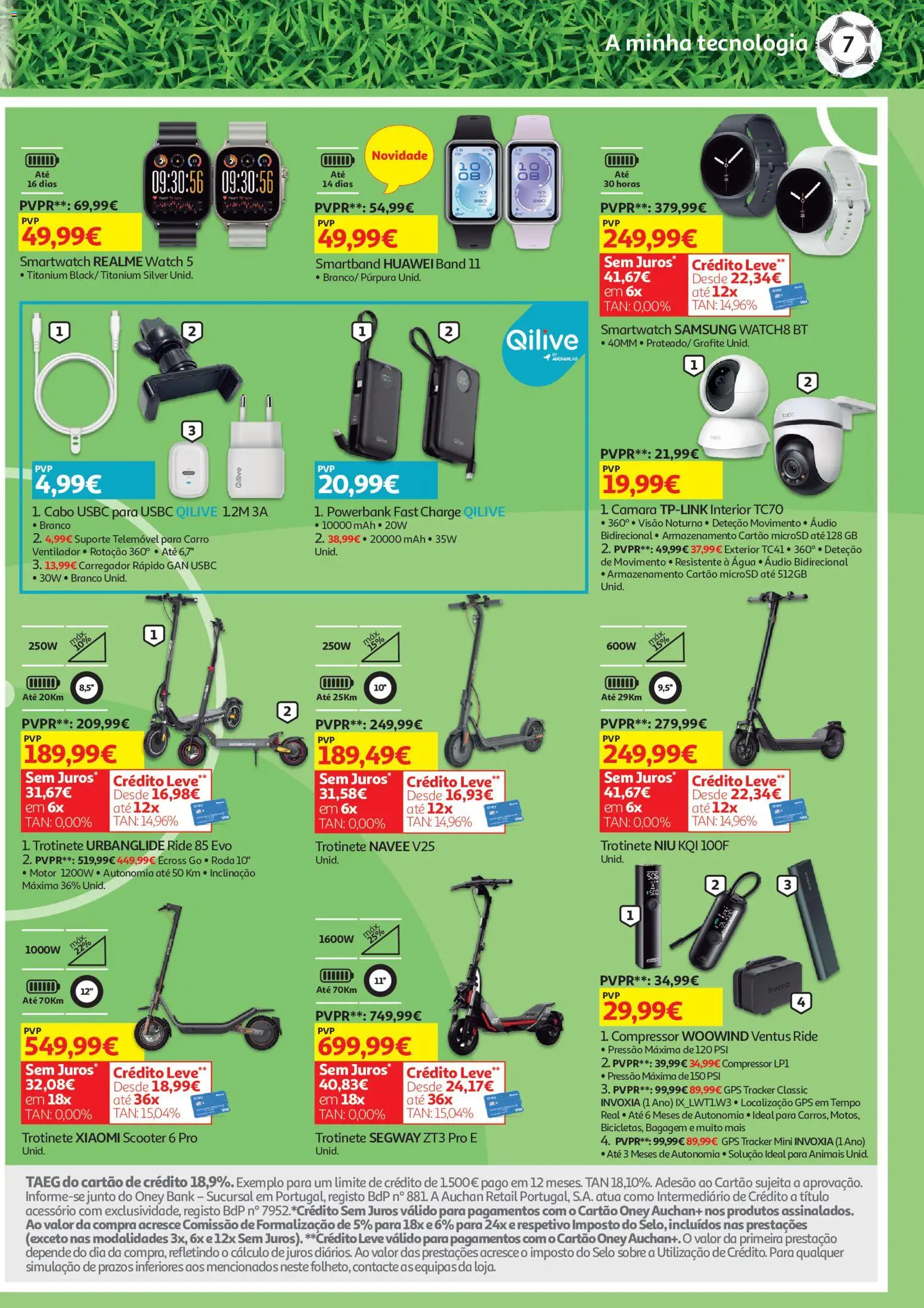 Auchan - Tecno Mundial │ válido de 16.06.2026 | Página: 7 | Produtos: Ventilador, Telemóvel, Trotinete, Compressor
