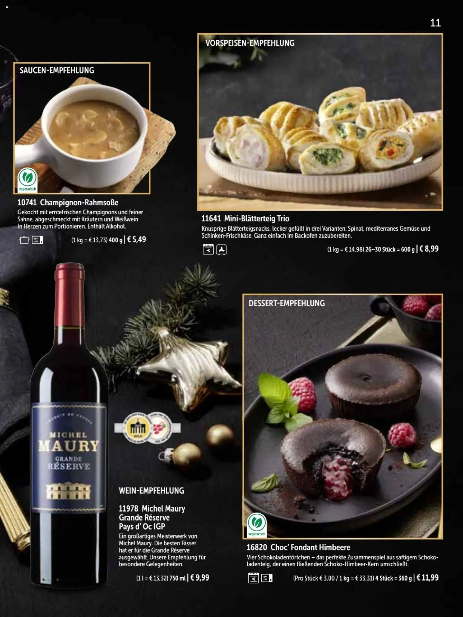 Bofrost Katalog Weihnachten 2026 – gültig ab 26.10.2026 | Seite: 11 | Produkte: Champignons, Gemüse, Backofen, Himbeere