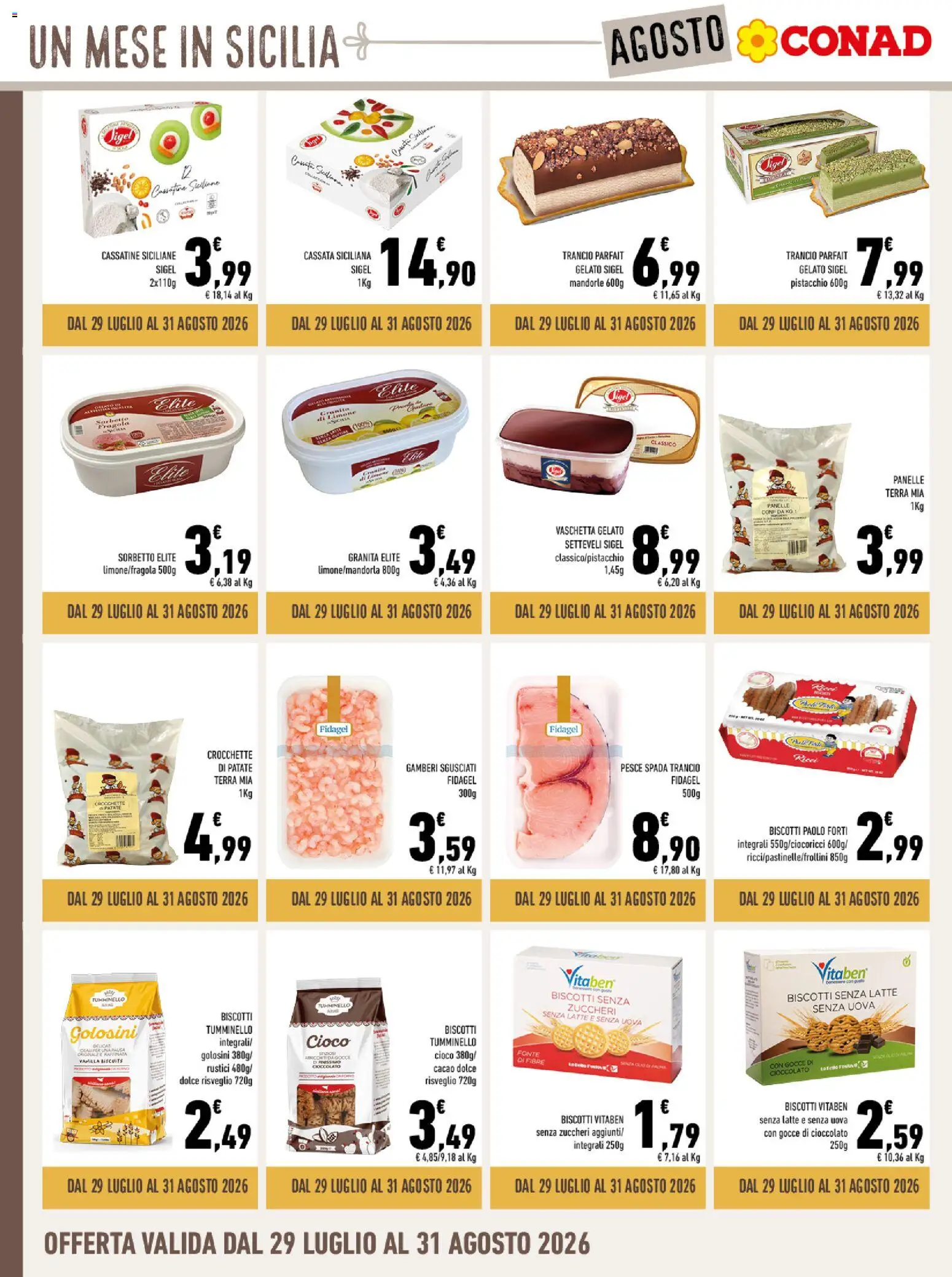 Volantino Conad del 29/07/2026 | Pagina: 8 | Prodotti: Cioccolato, Gamberi, Patate, Latte