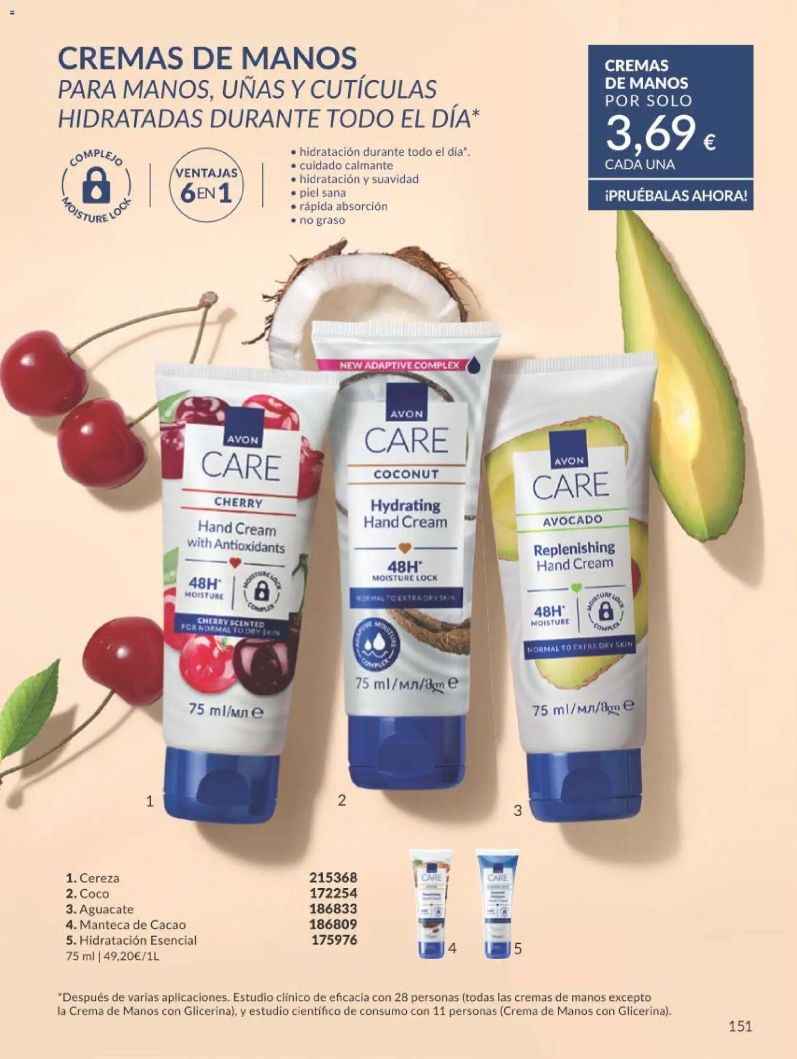 Catálogo AVON campaña 8 │ válido desde el 01/08/2026 | Página: 151 | Productos: Aguacate, Crema de manos, Manteca, Manteca de cacao