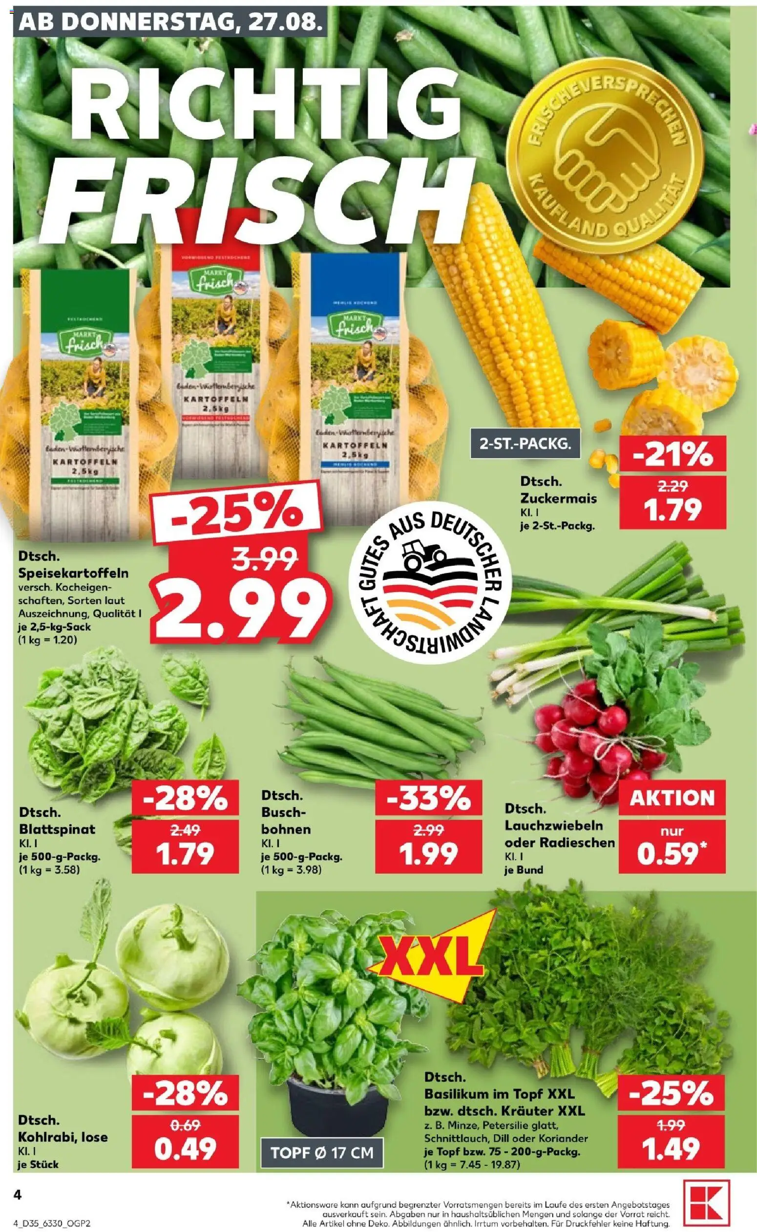 Kaufland Prospekt Kiel – gültig ab 27.08.2026 | Seite: 4 | Produkte: Kartoffeln, Lutscher, Petersilie, Dill