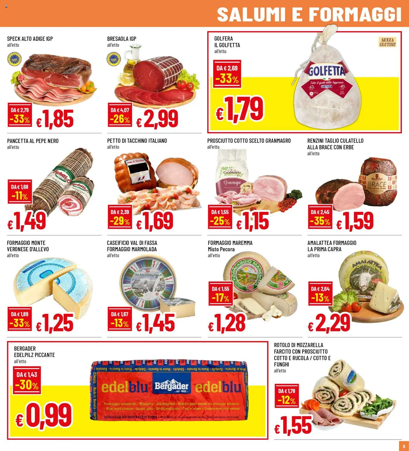 Volantino Famila del 18.06.2026 | Pagina: 9 | Prodotti: Prosciutto Cotto, Tacchino, Mozzarella, Formaggio