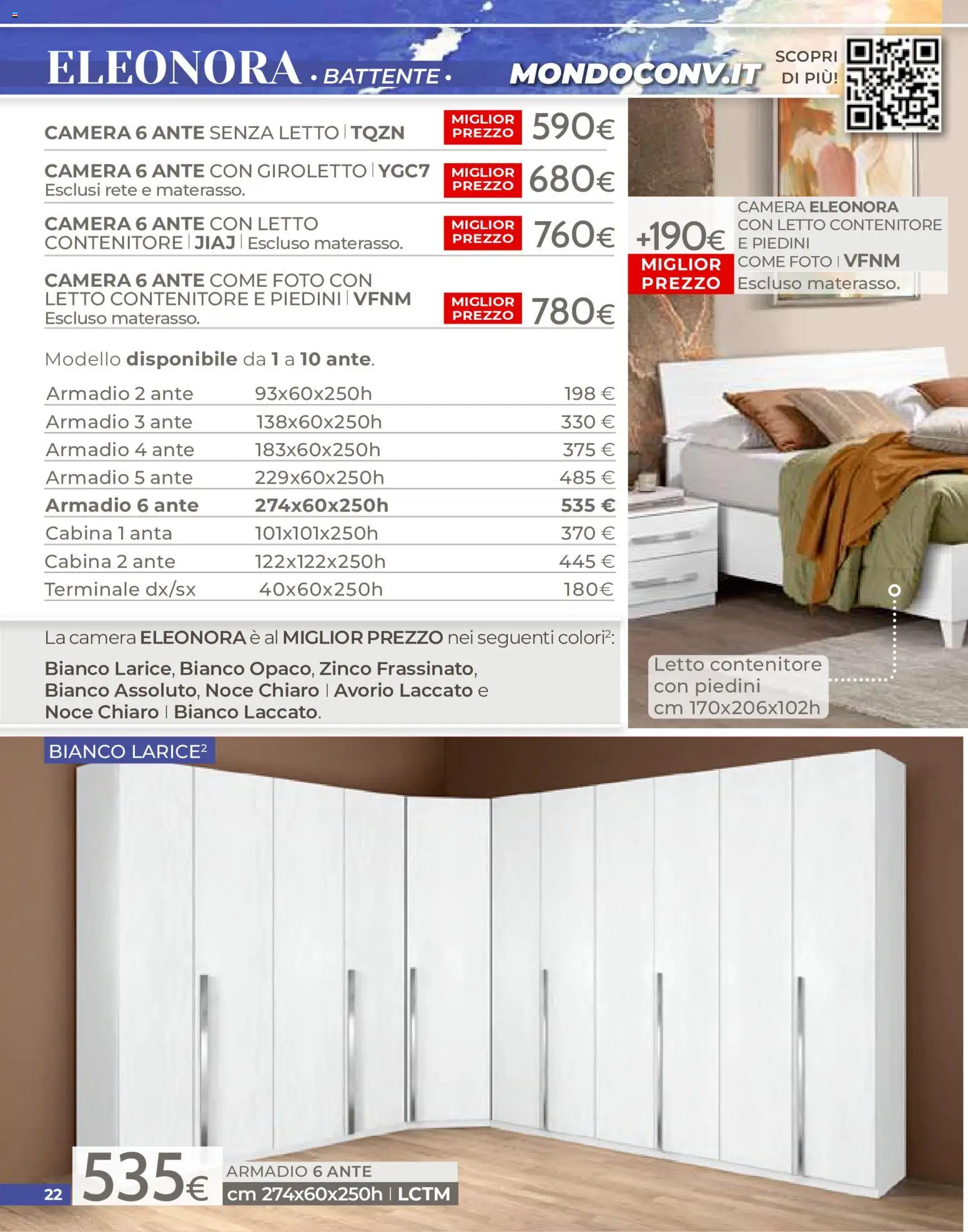 Volantino Mondo Convenienza del 01/07/2026 | Pagina: 22 | Prodotti: Letto contenitore, Contenitore, Letto, Armadio