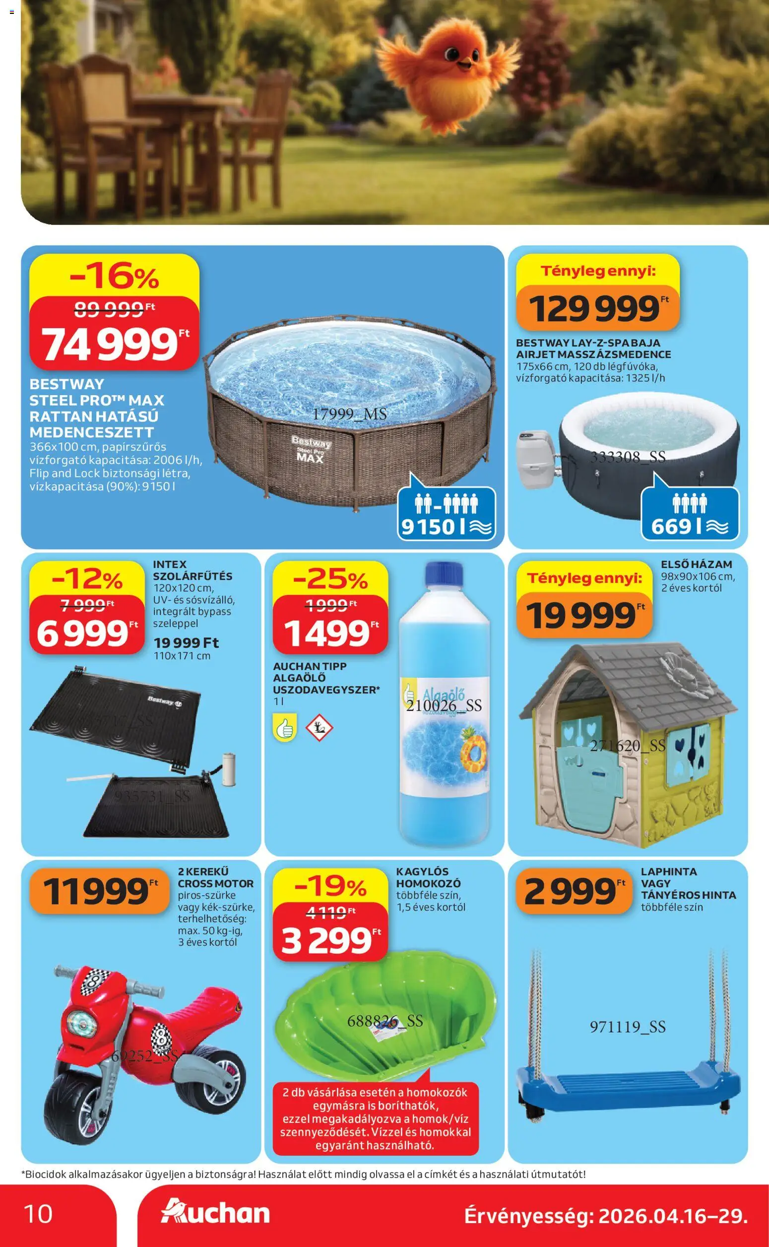 Auchan akciós ujság - amely érvényes a következő dátumtól: 16.04.2026 | Oldal: 10 | Termékek: Homokozo, Hinta