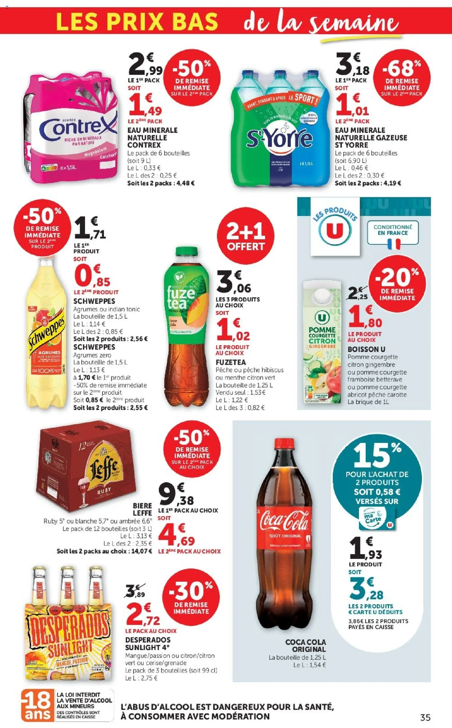 {H1} | Page: 35 | Produits: Eau minérale naturelle, Gingembre, Coca cola, Bière