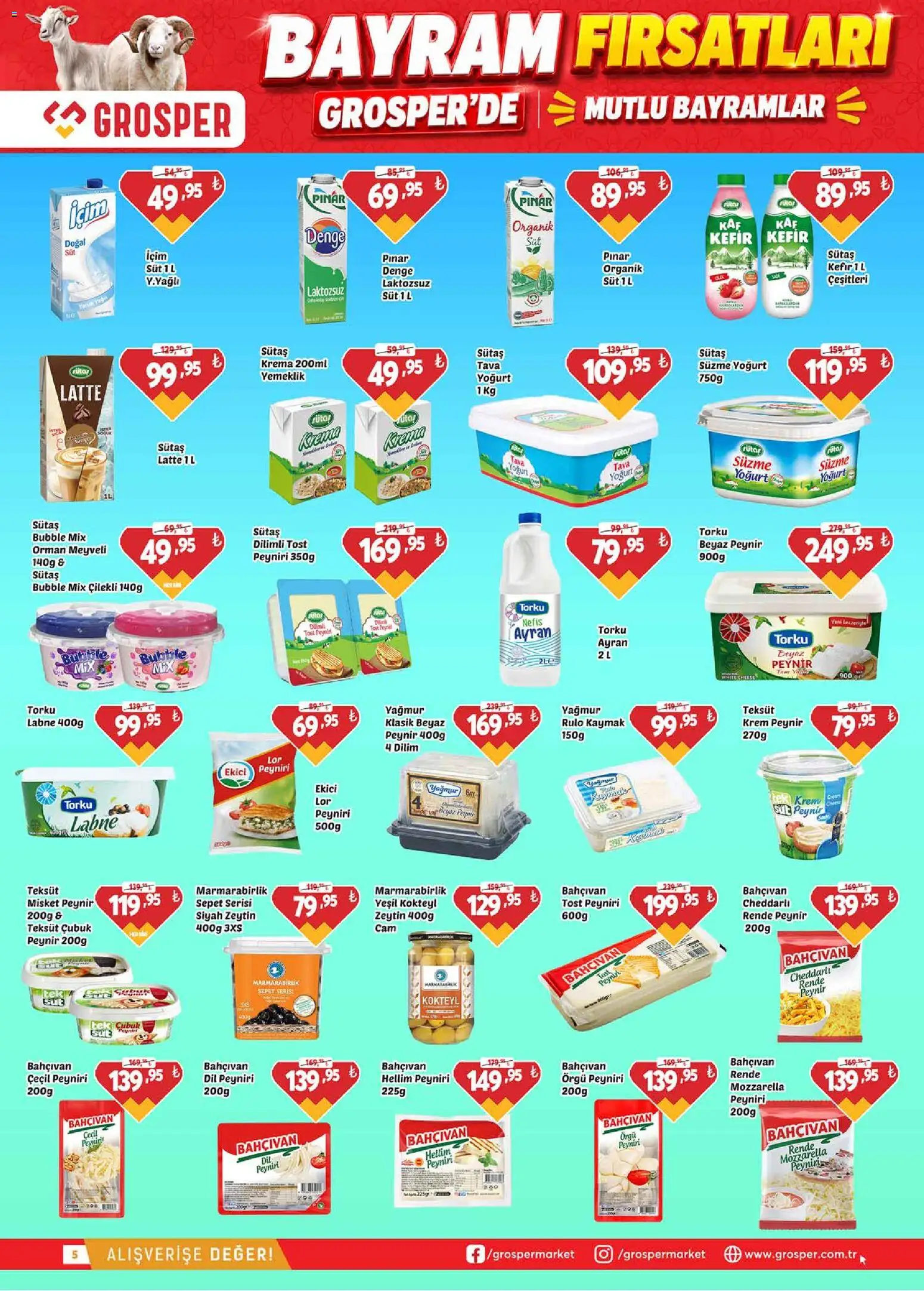 Grosper Katalog - 20.05.2026 tarihinden itibaren geçerlidir | Sayfa: 5 | Ürünler: Süt, Yoğurt, Ekici, Krema