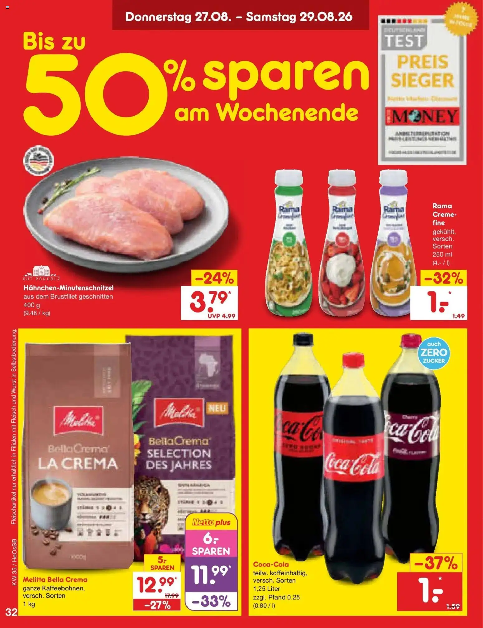 Netto Marken-Discount Prospekt Rostock – gültig ab 24.08.2026 | Seite: 44 | Produkte: Melitta, Coca cola, Cola, Creme