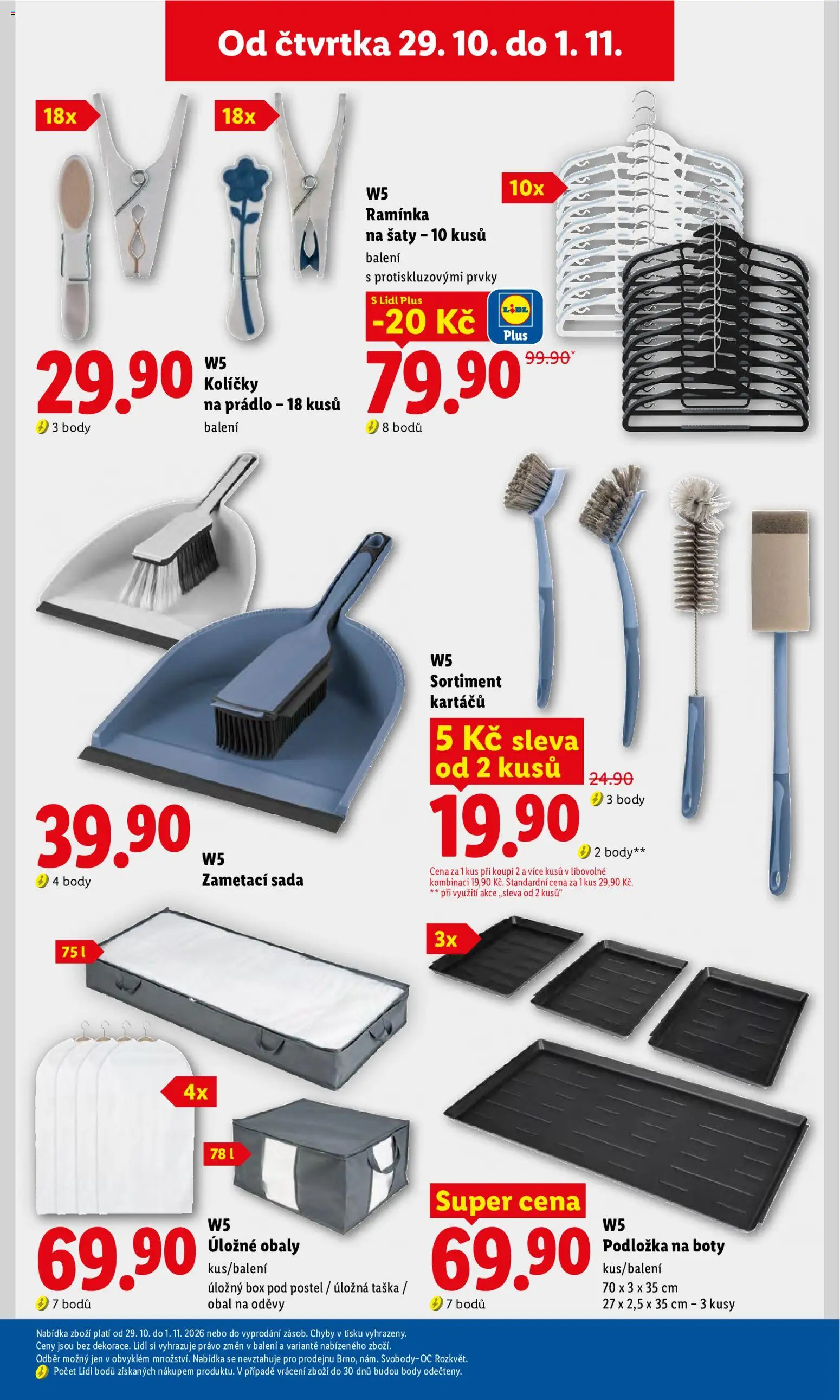 Lidl leták - Spotřební zboží od 26.10.2026 | Strana: 17 | Produkty: Kolíčky, Taška, W5, Body