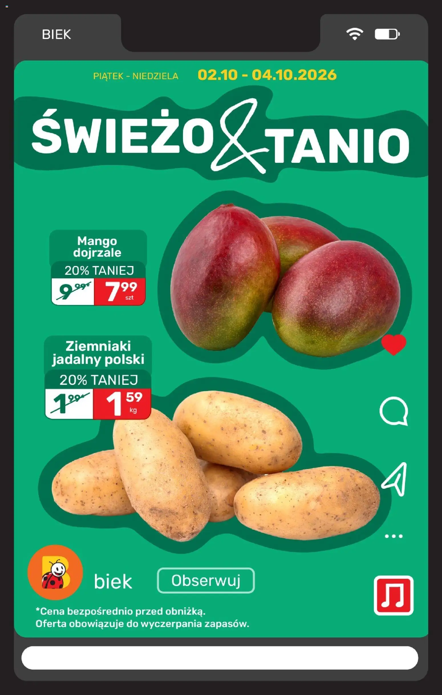 Biedronka Polsko leták - BIEK od 02.10.2026 | Strana: 23 | Produkty: Mango