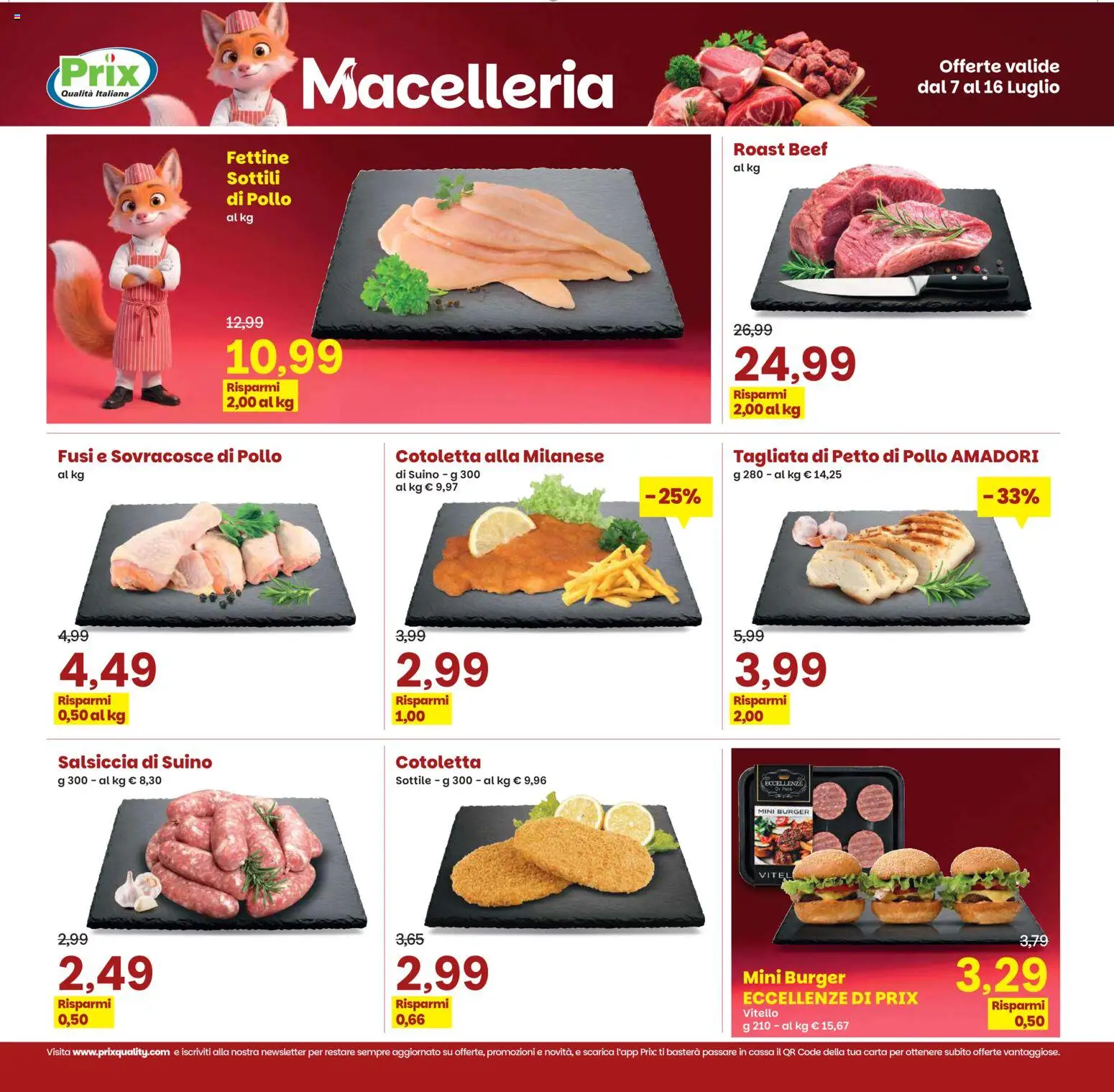 Volantino Prix del 07/07/2026 | Pagina: 5 | Prodotti: Pollo, Suino, Salsiccia, Vitello