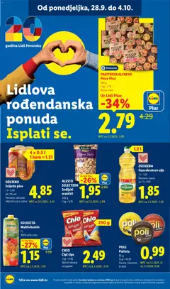 OŽUJSKO Svijetlo pivo, 4 x 0.5 l, 1 kom = 1.21, alk. 5% vol., Povratna naknada uključena je u cijenu - Pregled kataloga iz trgovine Lidl, vrijedi od 28.09.2026 | Stranica: 8