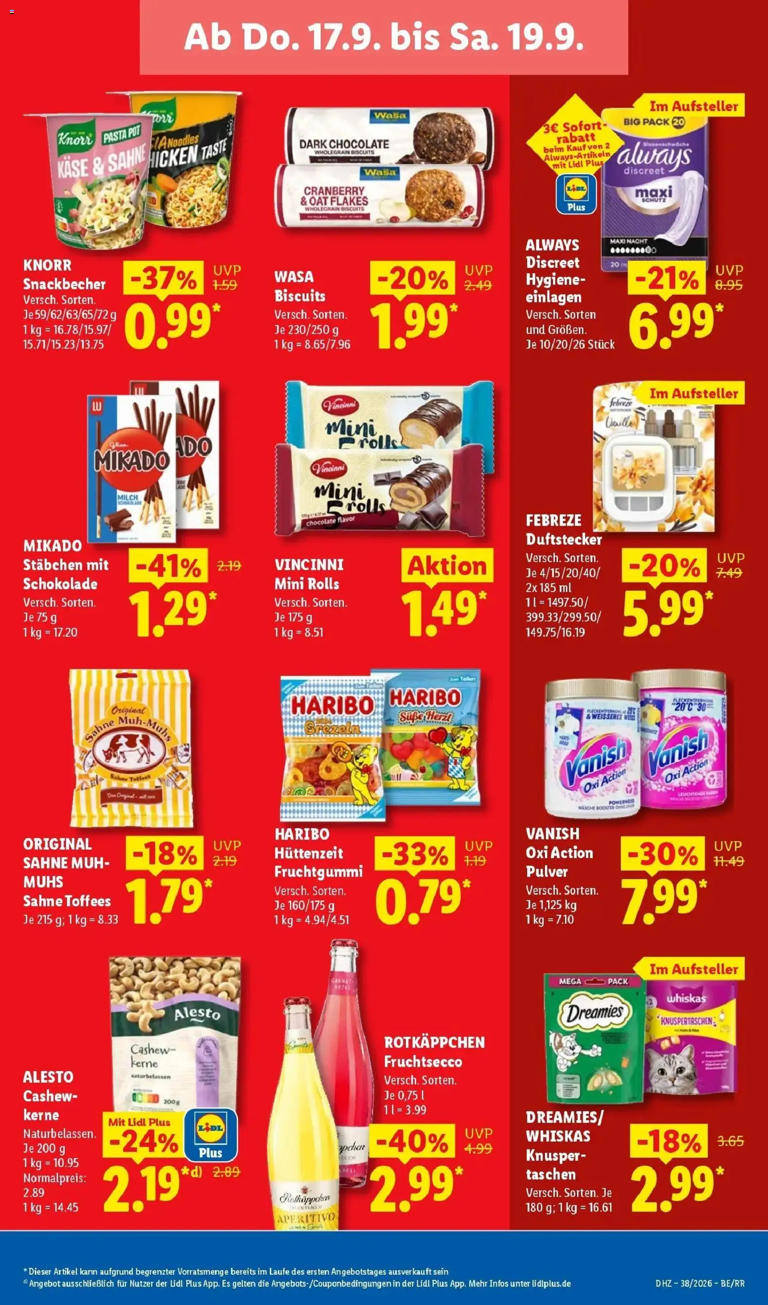 Lidl Prospekt Zülpich (ab 14.09.2026) zum Blättern » Angebote | Seite: 71 | Produkte: Knorr, Cashew, Rotkäppchen, Pasta