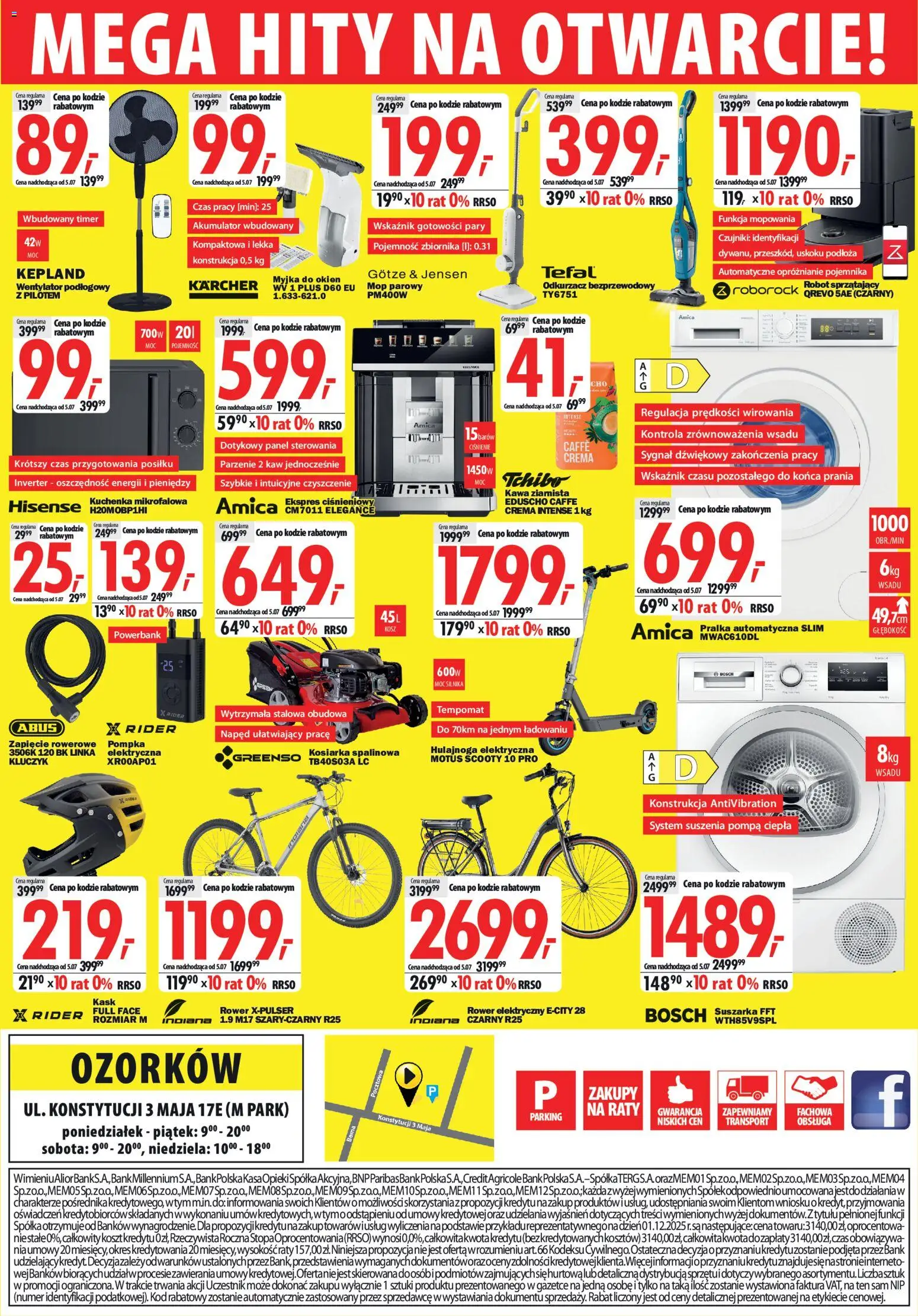 Mediaexpert promocje - Wielkie otwarcie Ozorków od 25.06.2026 | Strona: 8 | Produkty: Kuchenka mikrofalowa, Kuchenka, Kosiarka, Mop parowy