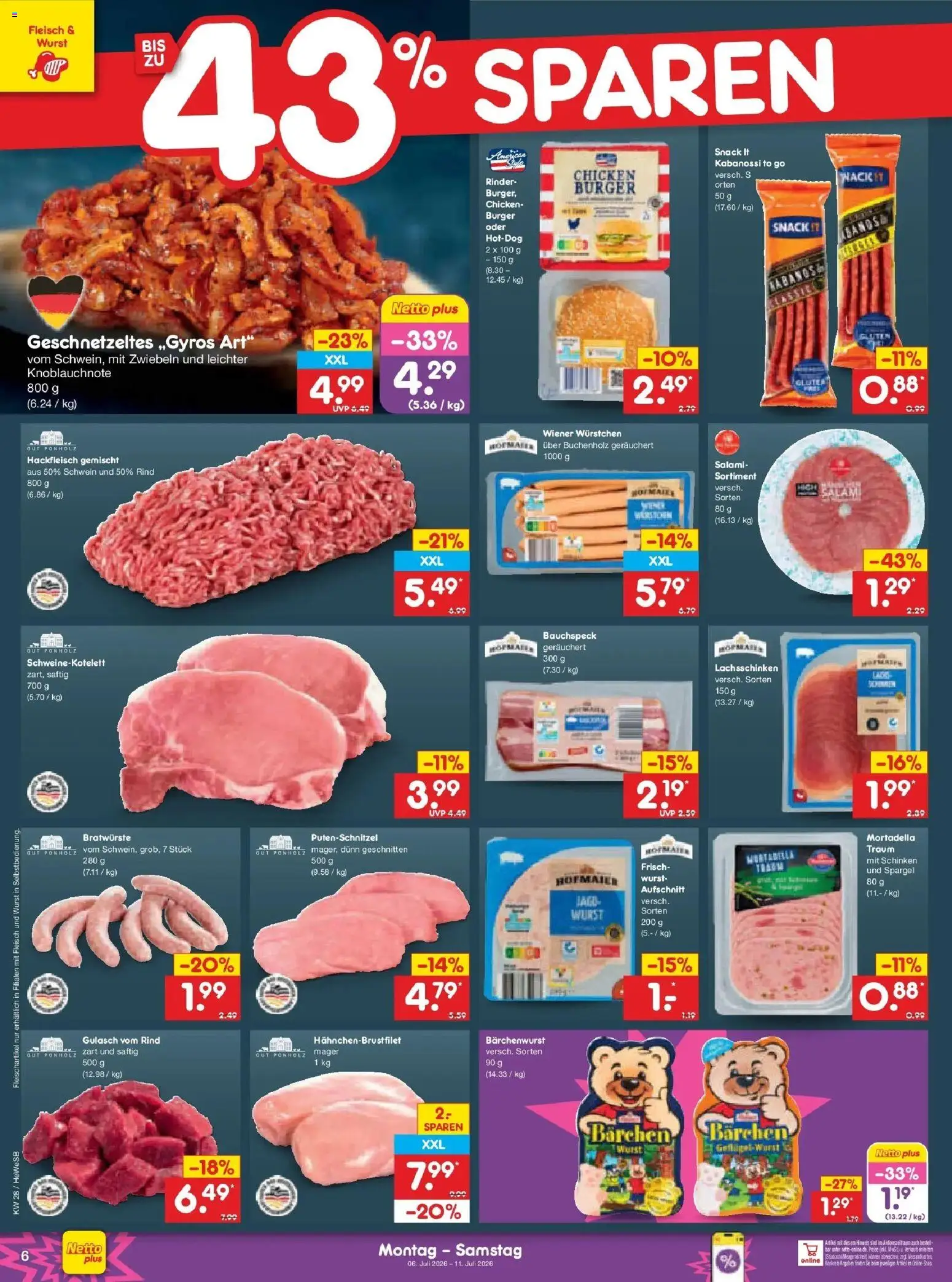 Netto Marken-Discount - Netto: Wochenangebote – gültig ab 05.07.2026 | Seite: 10 | Produkte: Wiener wurstchen, Spargel, Putenschnitzel, Schinken