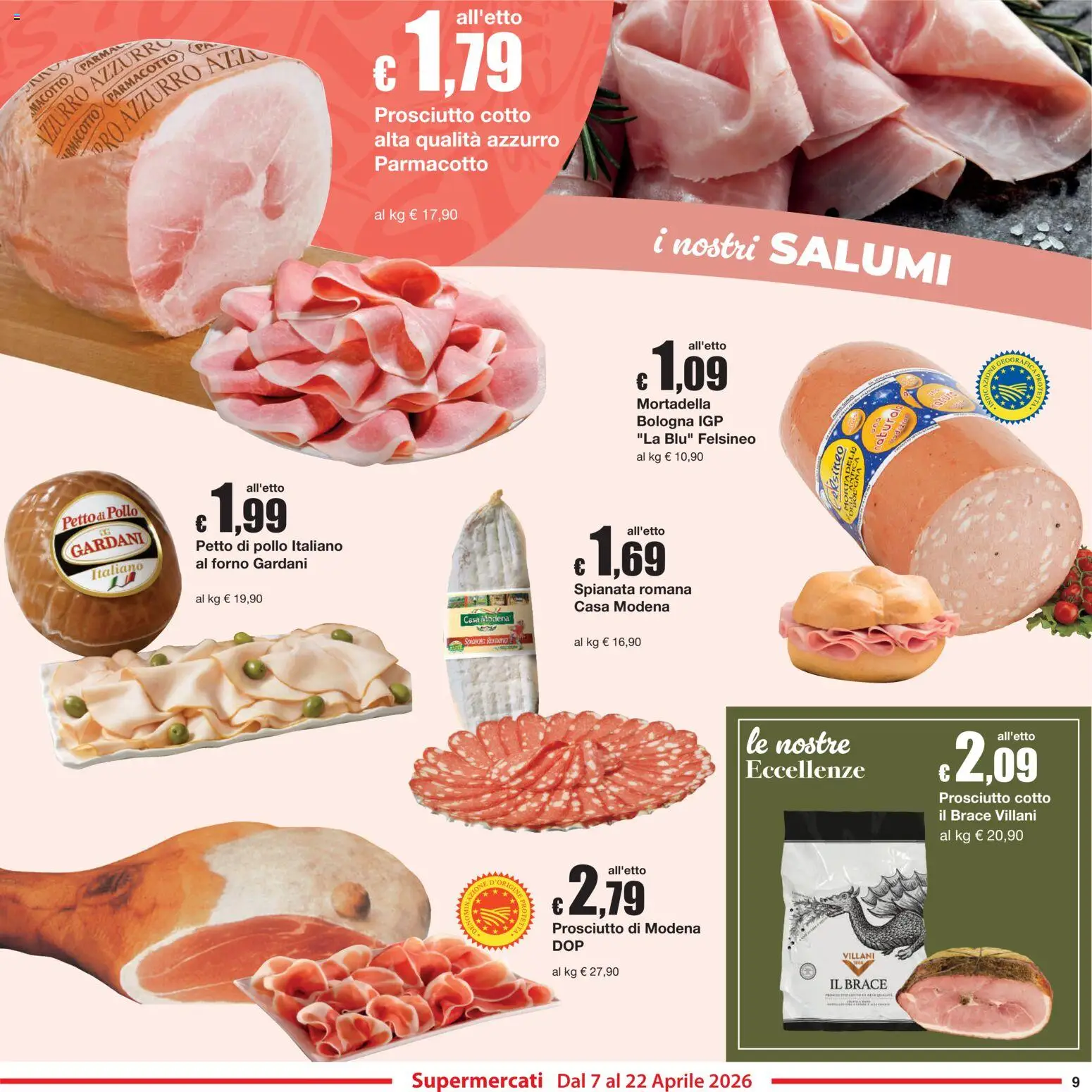 Volantino Sì con Te del 07.04.2026 | Pagina: 9 | Prodotti: Petto di Pollo, Pollo, Prosciutto, Forno