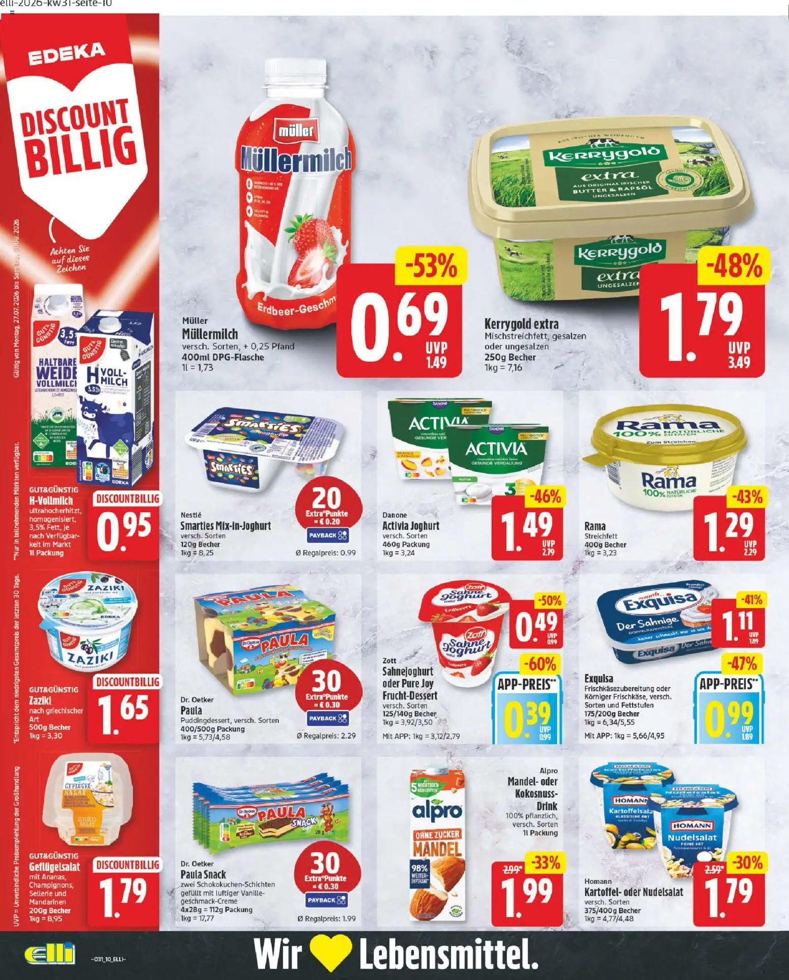 Elli Markt Prospekt Lippstadt – gültig ab 27.07.2026 | Seite: 14 | Produkte: Joghurt, Rapsöl, Zucker, Müllermilch