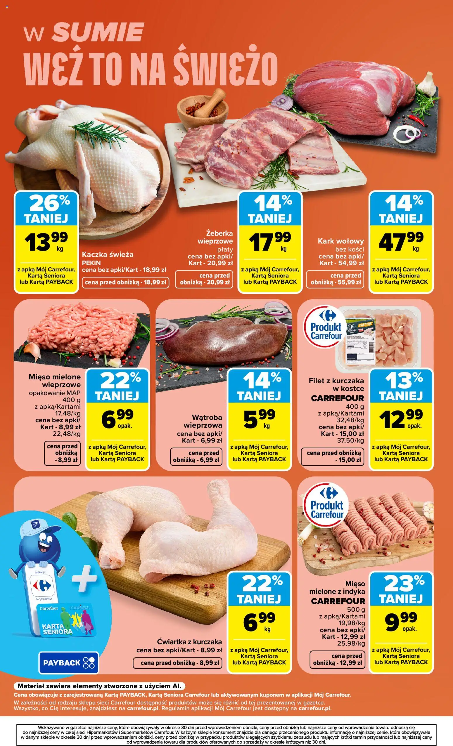 Carrefour gazetka - Weź to na świeżo od 24.08.2026 | Strona: 5 | Produkty: Żeberka, Mięso, Kaczka, Filet