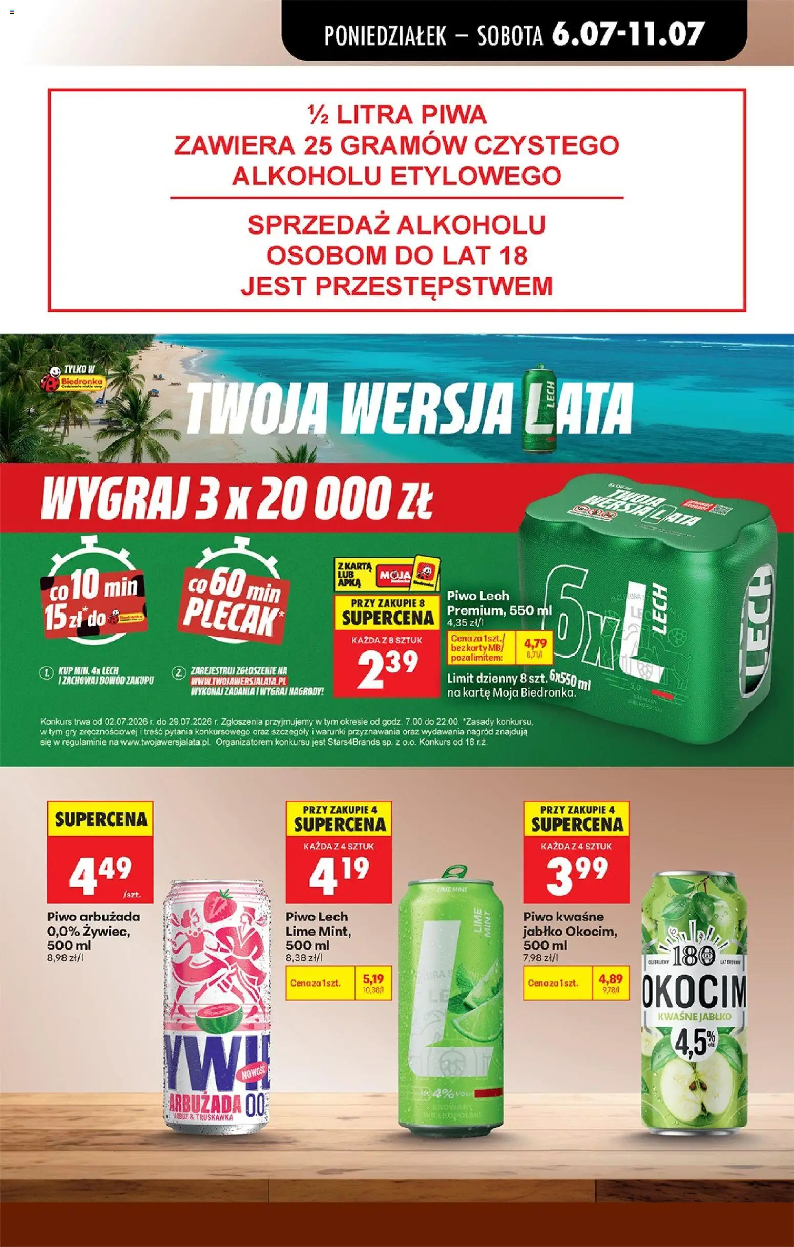 Biedronka gazetka od poniedziałku od 06.07.2026 | Strona: 67 | Produkty: Karta, Arbuz, Gry, Piwo
