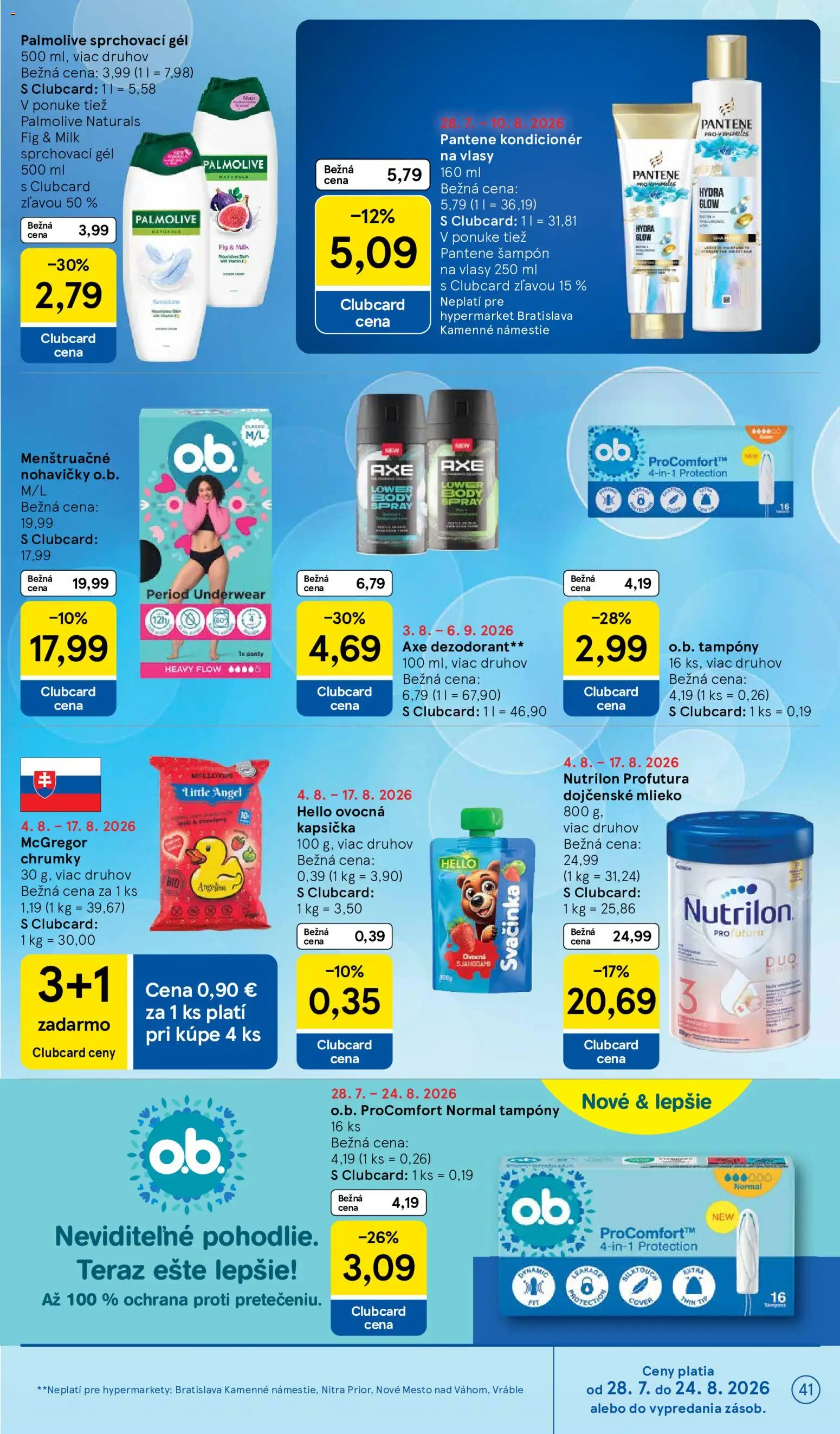 Nové Tesco akcie – leták je platný od 05.08.2026 | Strana: 41 | Produkty: Mlieko, Nutrilon, Šampón, Dezodorant