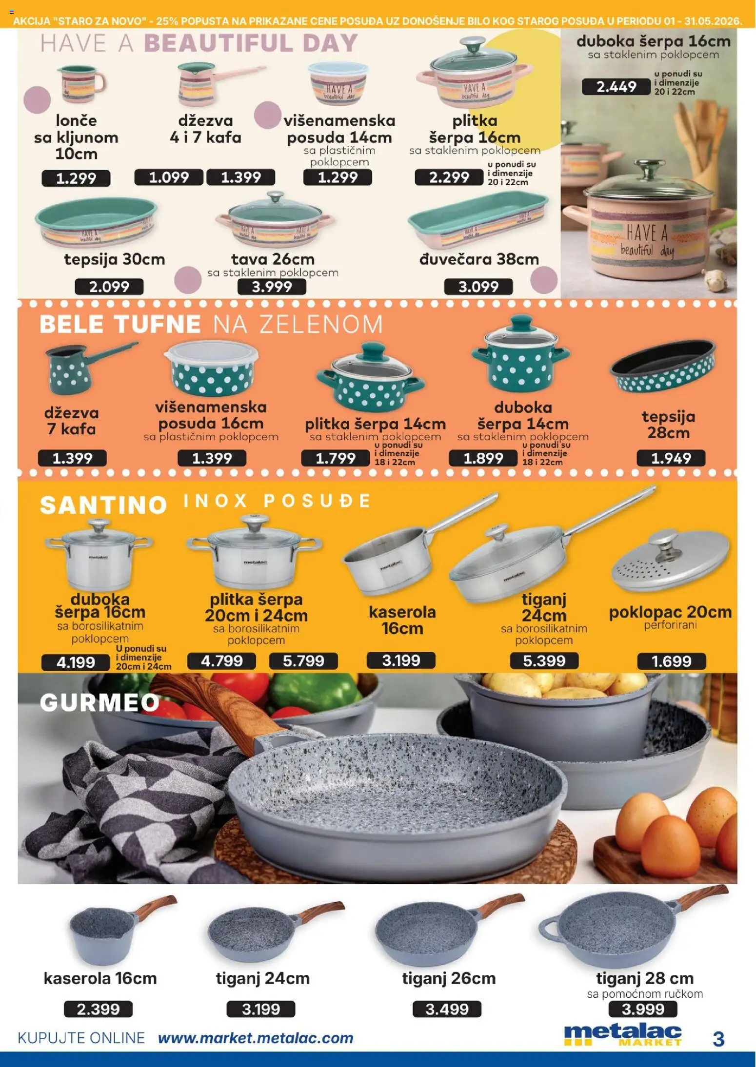 Metalac Market katalog - važi od 01.05.2026 | Strana: 3 | Proizvode: Džezva, Kafa, Tiganj