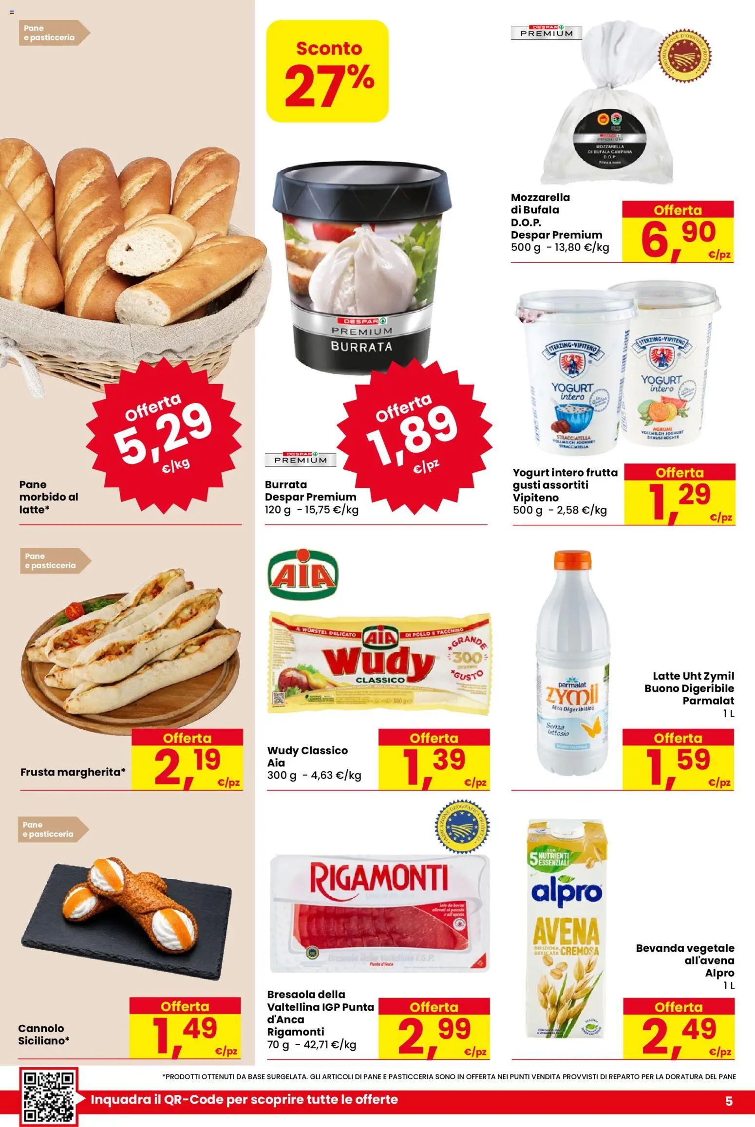 Volantino Despar del 09/07/2026 | Pagina: 5 | Prodotti: Bresaola, Mozzarella, Latte, Wurstel