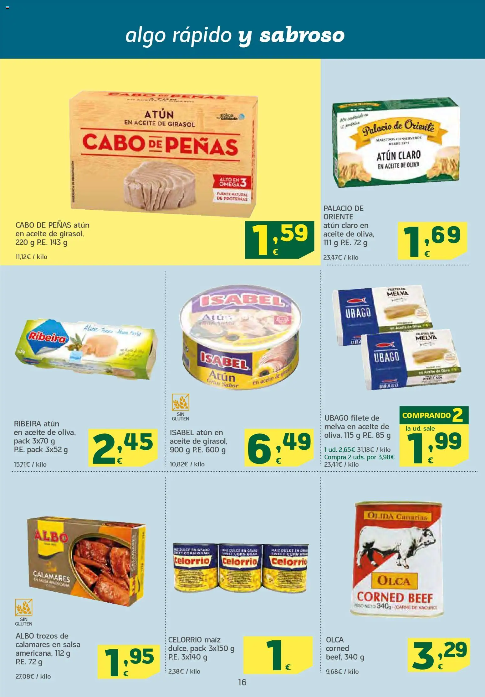 HiperDino folleto │ válido desde el 10.03.2026 | Página: 16 | Productos: Calamares, Aceite, Aceite de oliva, Atún claro