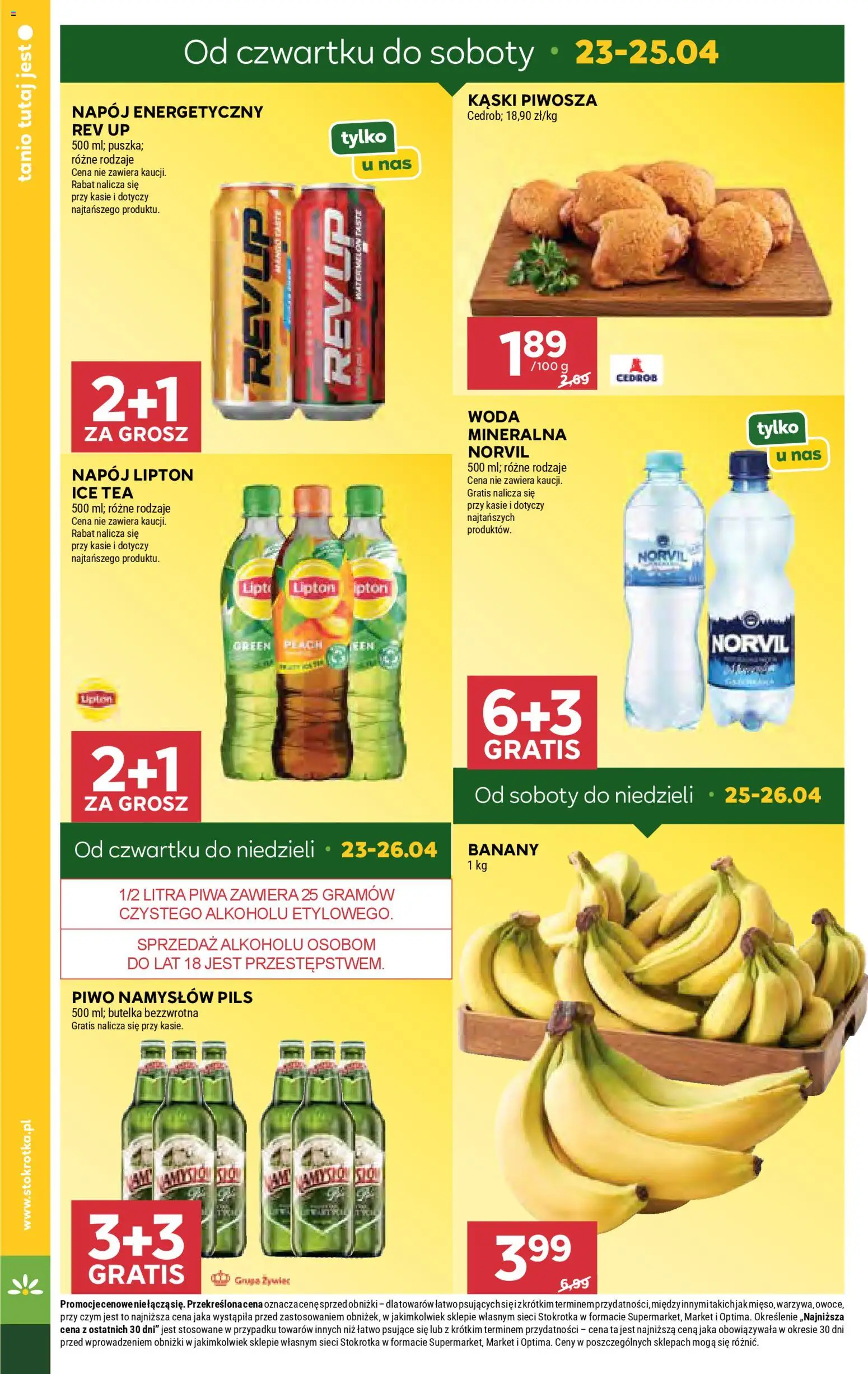 Stokrotka gazetka od 23.04.2026 | Strona: 6 | Produkty: Ice Tea, Piwo, Banany, Woda