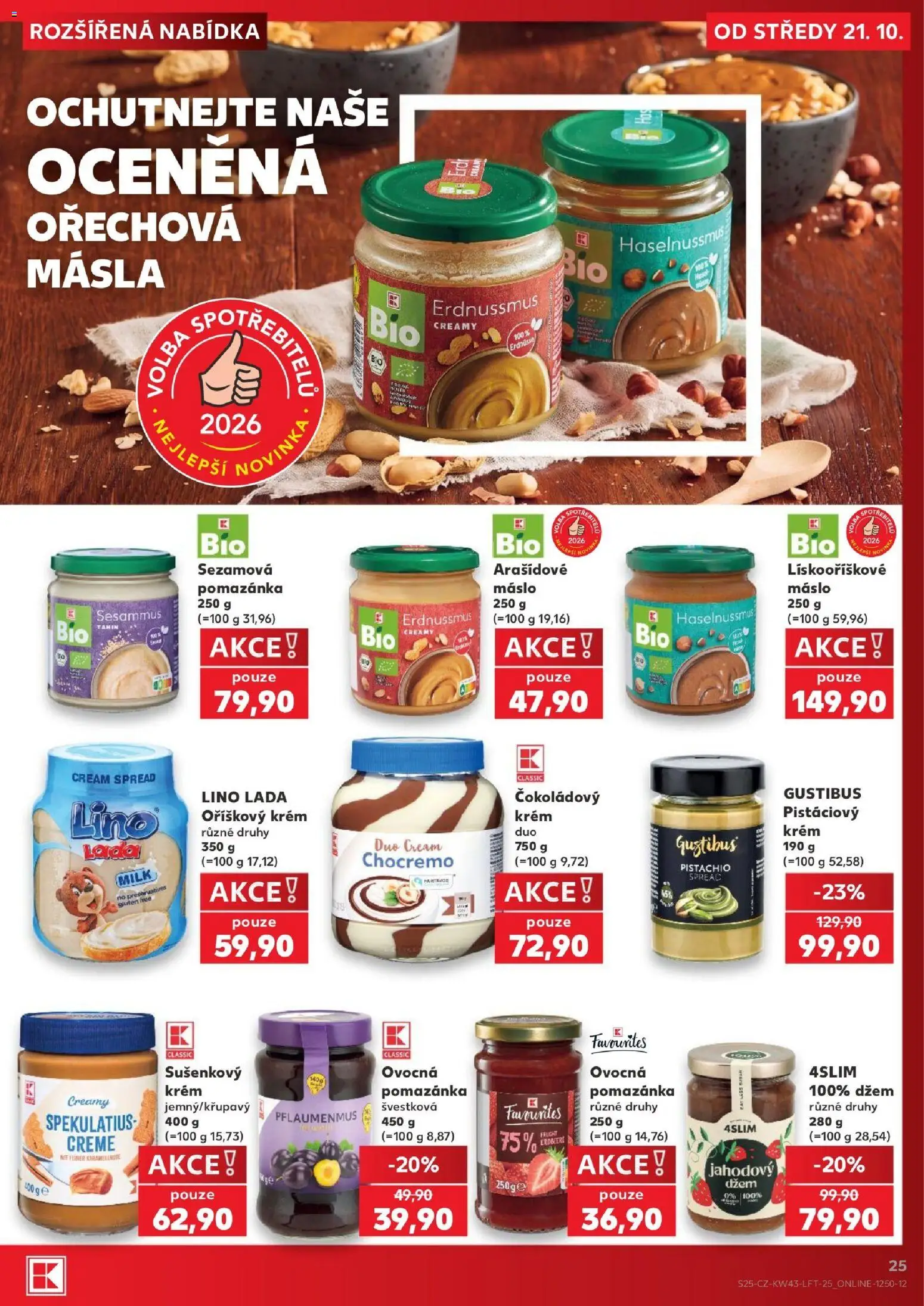 Kaufland leták - Liberec od 21.10.2026 | Strana: 25 | Produkty: Arašídové máslo, Džem, Krém, Lino lada