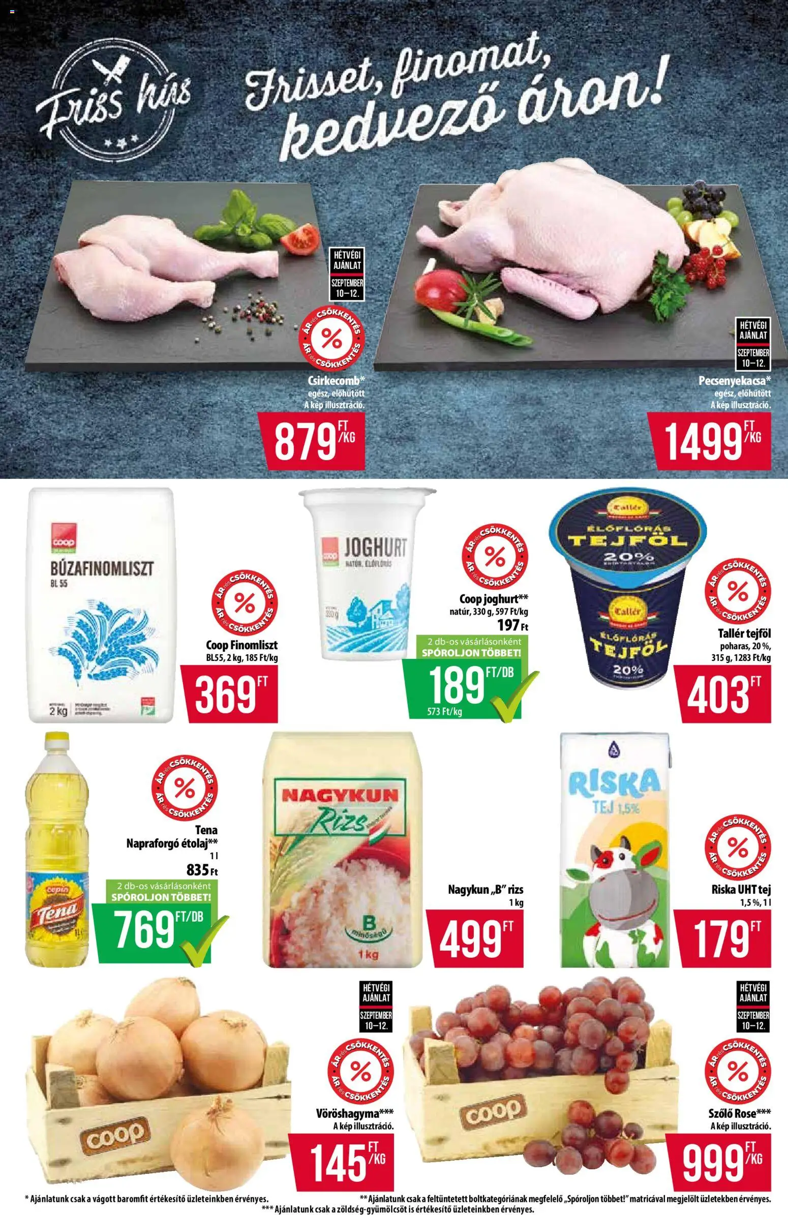 COOP akciós ujság - amely érvényes a következő dátumtól: 2026.09.10. | Oldal: 6 | Termékek: Étolaj, UHT tej, Tej, Rosé