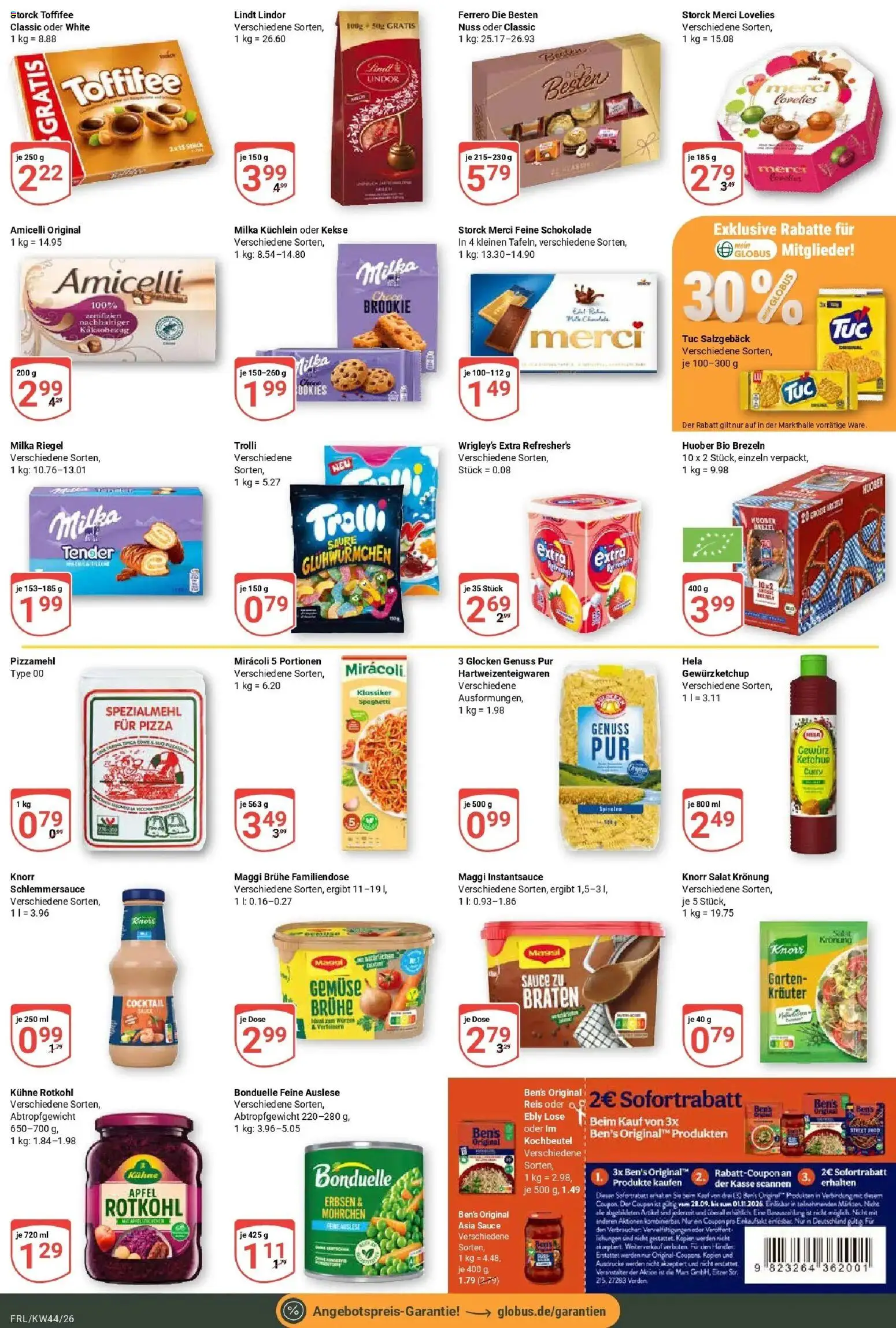 Globus Prospekt Freilassing (ab 26.10.2026) » Angebote online | Seite: 13 | Produkte: Schokolade, Spaghetti, Lindor, Reis