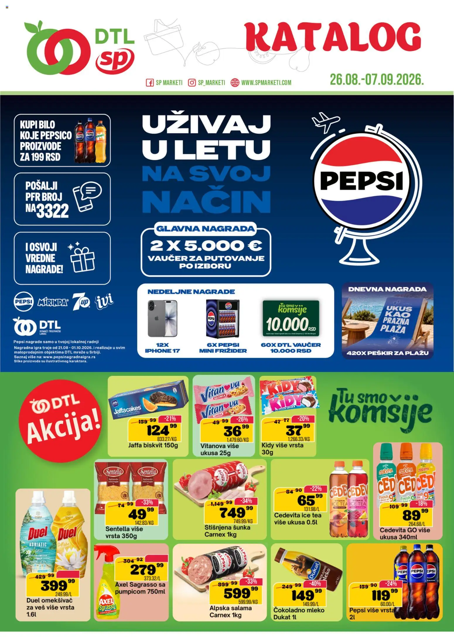 Senta Promet katalog - važi od 26.08.2026 | Strana: 1 | Proizvode: Omekšivač, Mleko, Frižider, Omekšivač za veš