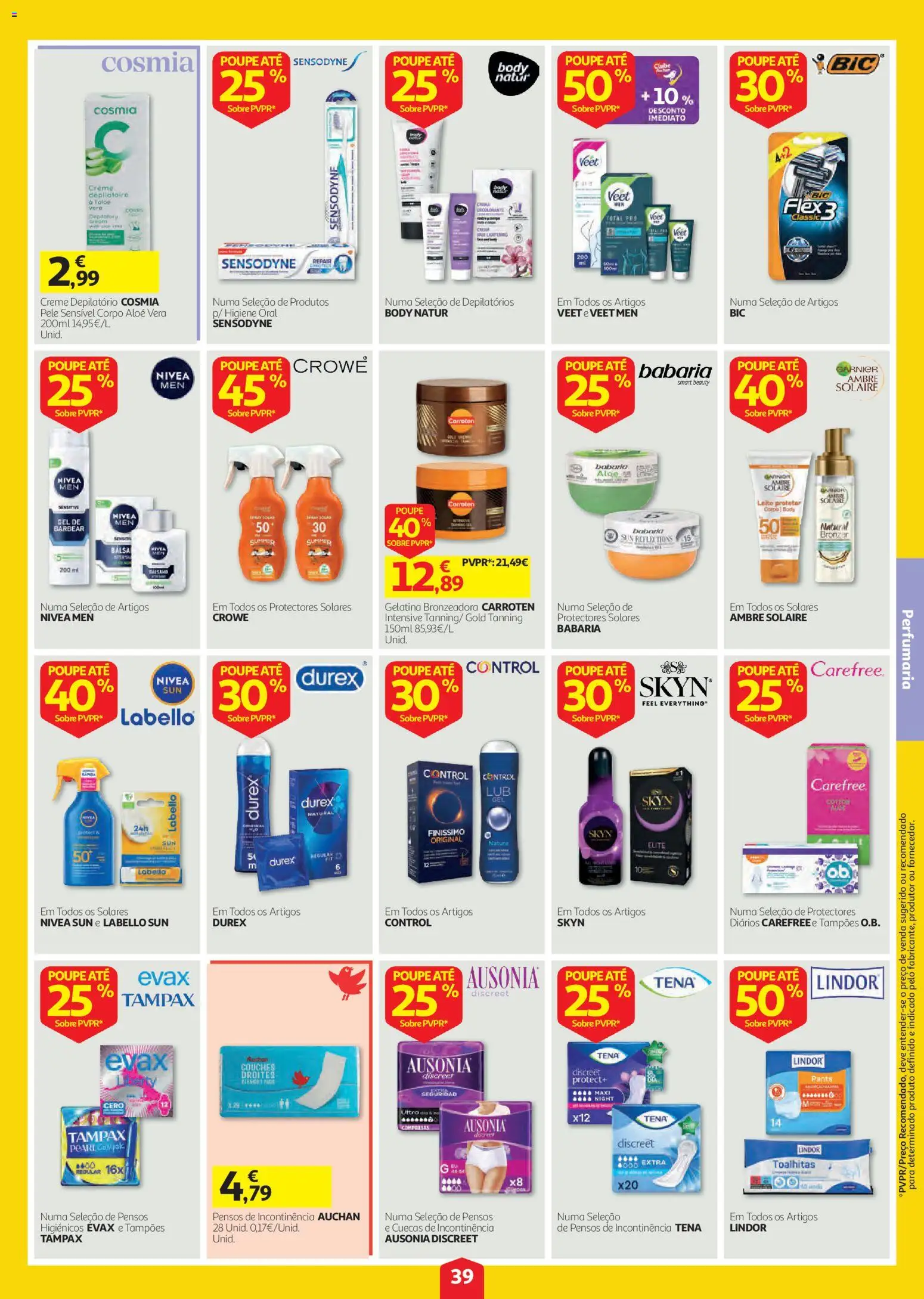 Auchan folheto │ válido de 20/08/2026 | Página: 39 | Produtos: Gelatina, Creme depilatório, Bronzer, Lindor