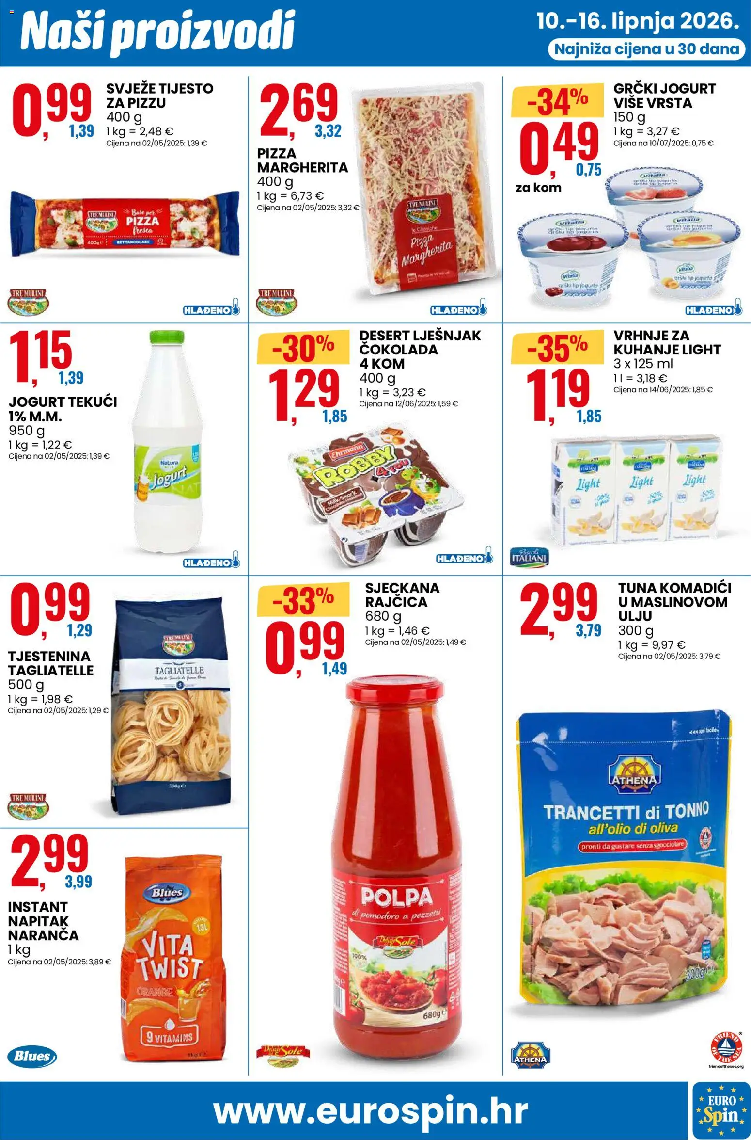 Eurospin katalog | vrijedi od 10.06.2026 | Stranica: 9 | Proizvodi: Grčki jogurt, Pizza, Tjestenina, Tijesto za pizzu