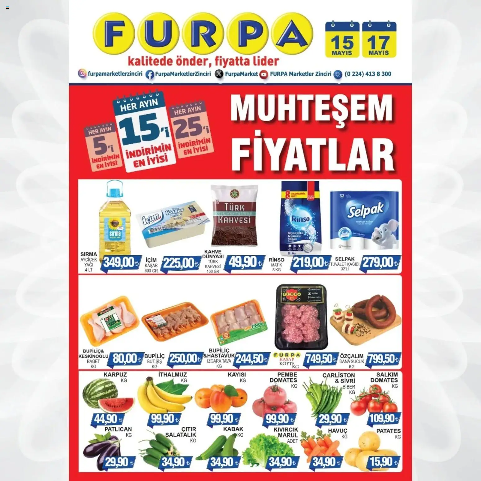 Furpa - Katalog Muhteşem Fiyatlar - 15.05.2026 tarihinden itibaren geçerlidir | Sayfa: 1 | Ürünler: Kahve, Sirke, Havuç, Kayısı