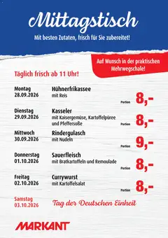 Markant Mittagstisch ab 28.09.2026 gültig