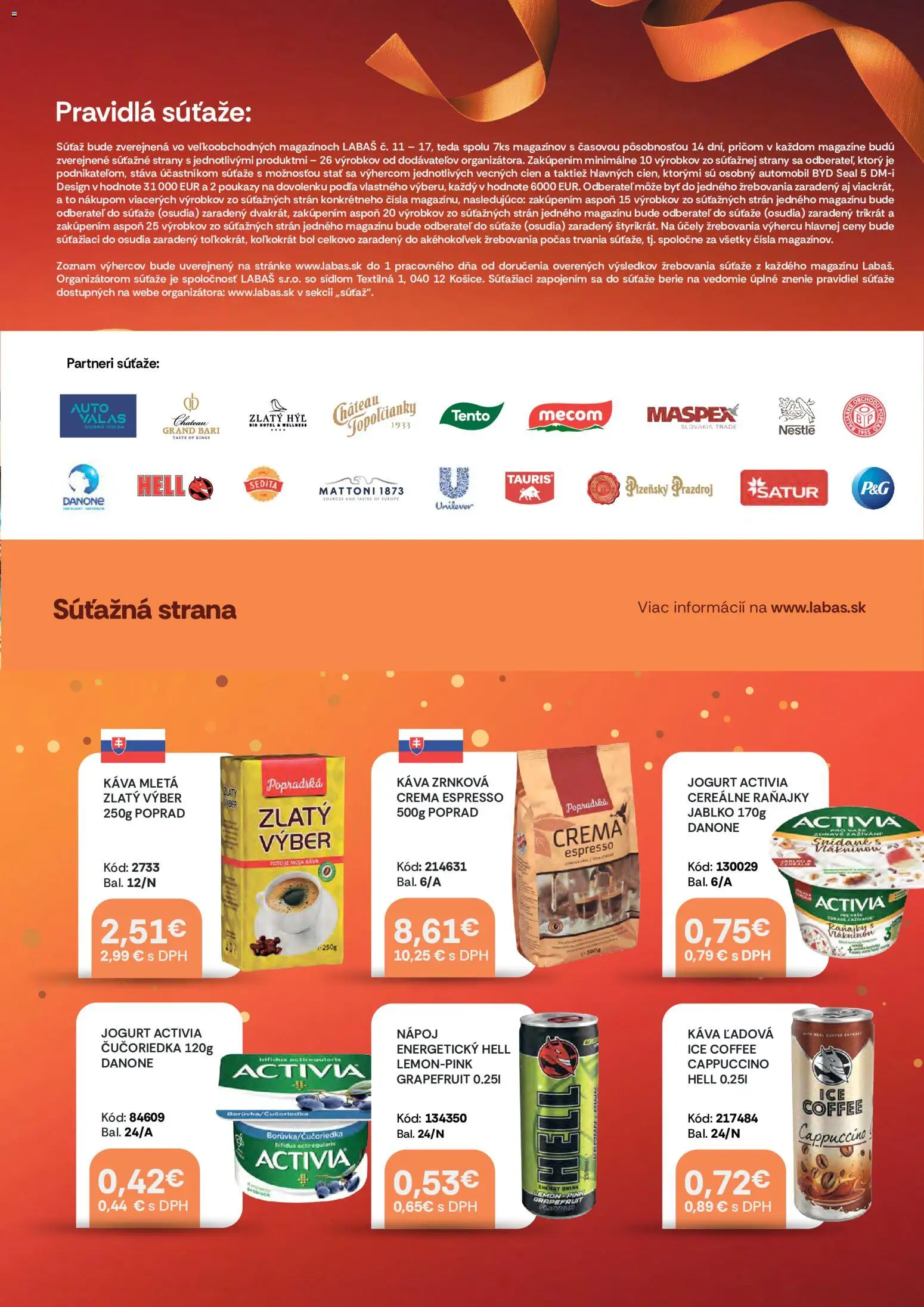 Nové Labaš akcie – leták je platný od 17.07.2026 | Strana: 3 | Produkty: Jogurt, Káva, Mattoni, Grapefruit