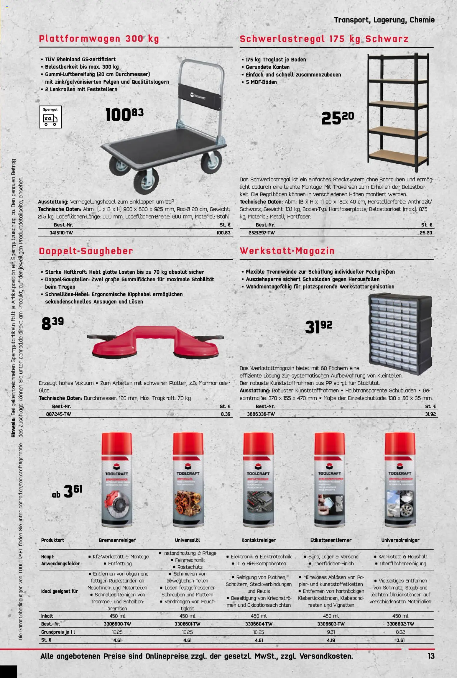 Conrad Toolcraft Katalog – gültig ab 07.09.2026 | Seite: 13 | Produkte: Gewicht, Schwerlastregal