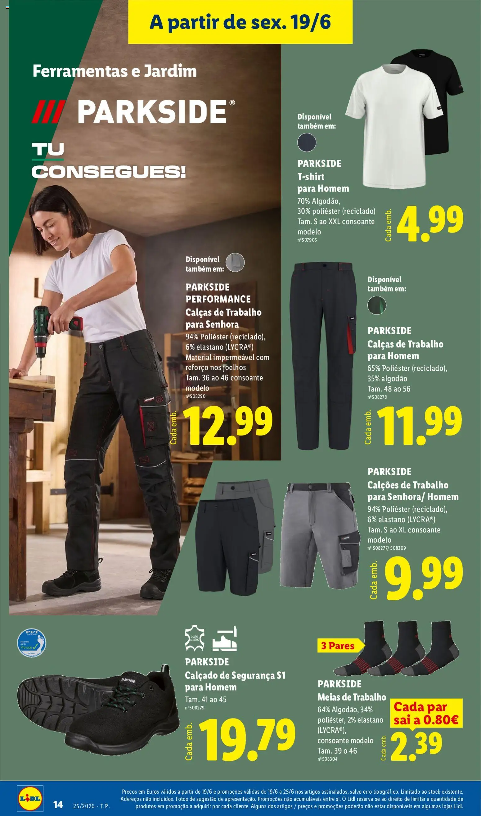 Lidl Novidades │ válido de 15.06.2026 | Página: 14 | Produtos: Algodão, Calças, Ferramentas, Meias